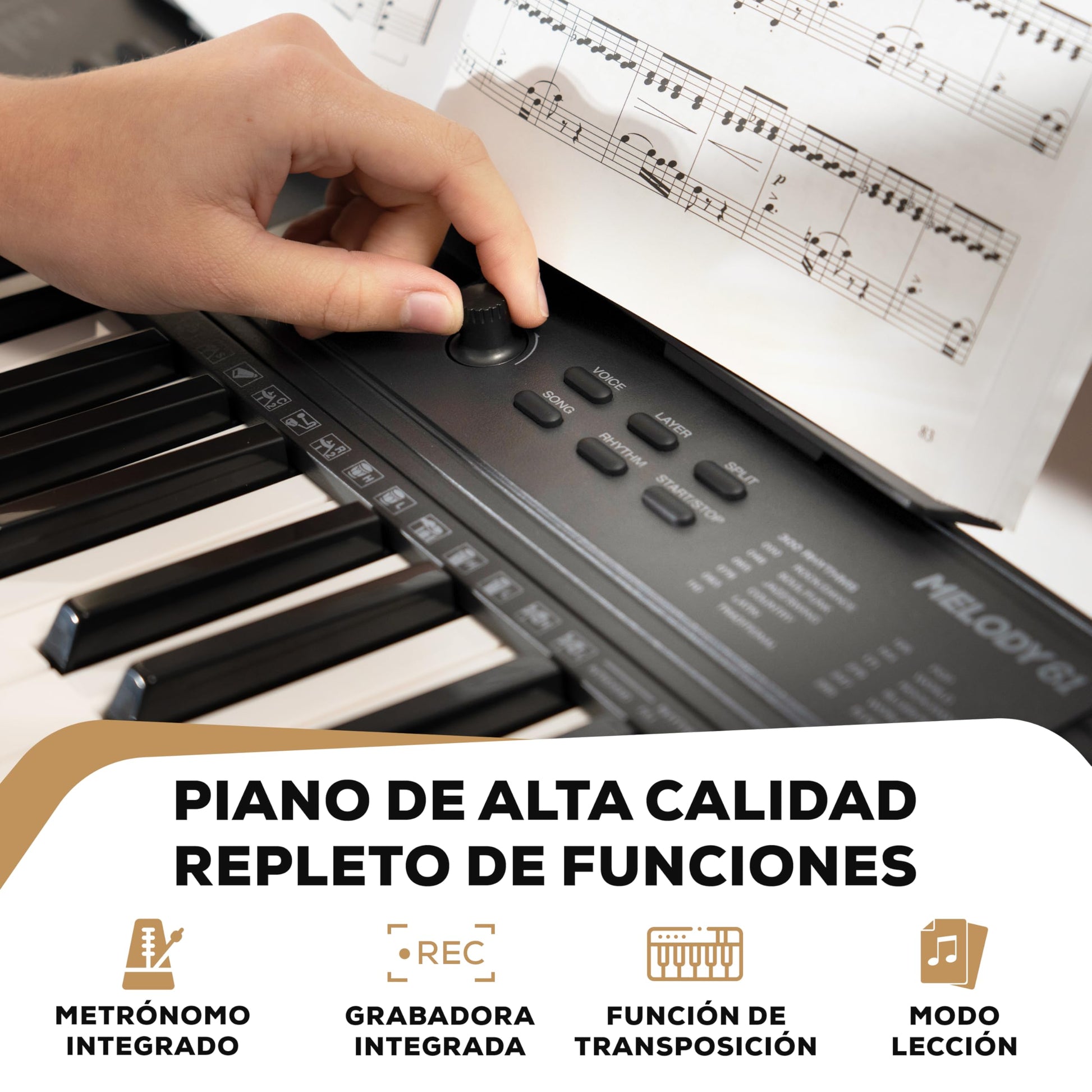 Alesis Melody 61 MK4 Teclado Piano Eléctrico para Principiantes con 61 Teclas, Altavoces, Soporte, Banqueta, Auriculares, 300 Sonidos y Lecciones de Música