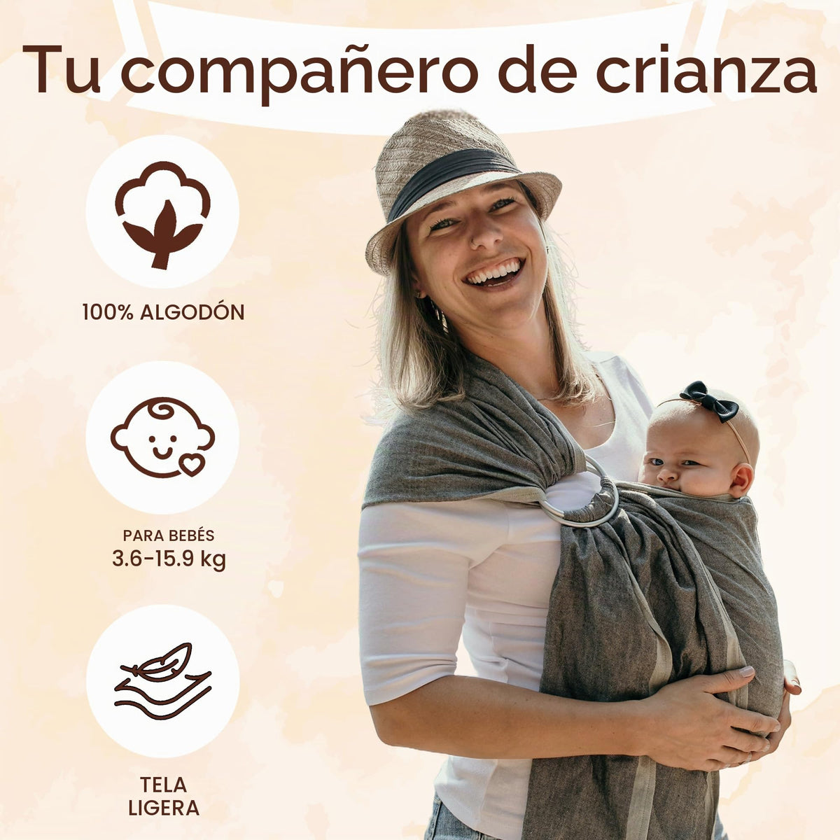 Hip Baby Wrap Ring Sling Baby Carrier for Infants and Toddlers (Kiwi Honeycomb)