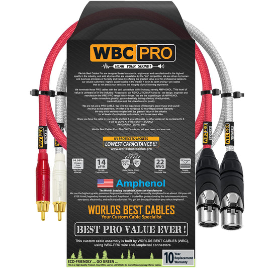 Cables RCA a XLR WORLDS BEST CABLES Negro Baja Capacidad 1.5 Pies