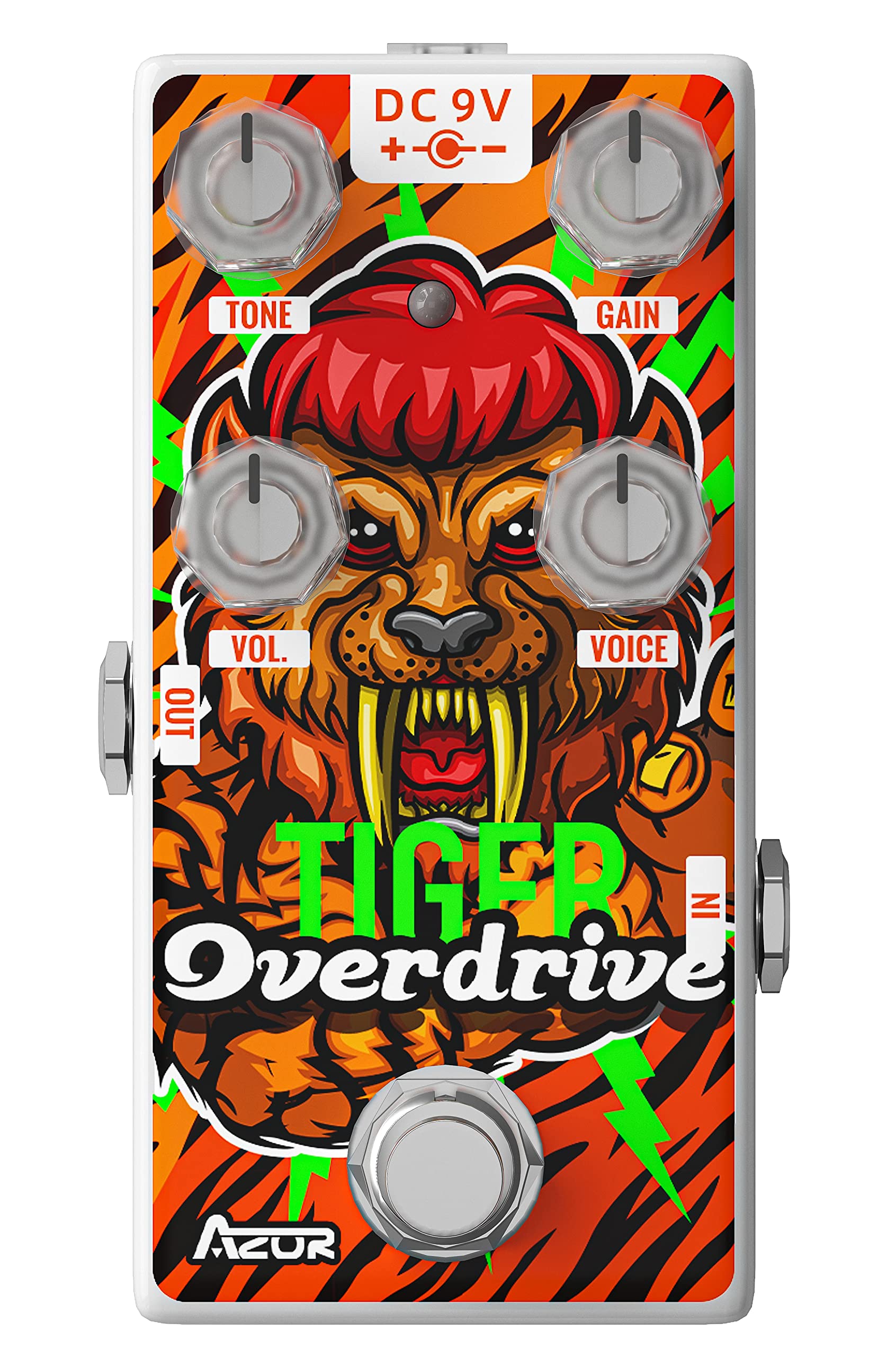 AZOR Overdrive - Pedal de efecto de guitarra analógica, clásico, efecto de conducción de tigre, para guitarra eléctrica, pedal de derivación real