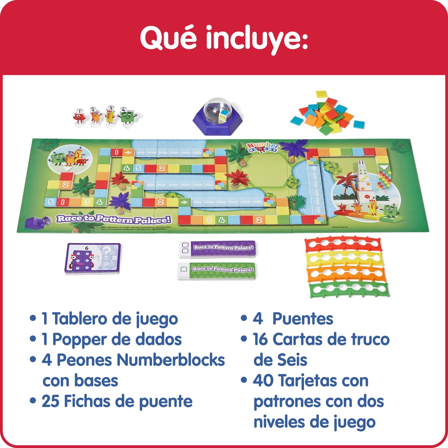 hand2mind Numberblocks Race to Pattern Palace! Juego de Mesa, Juguete de Matemáticas Preescolar, Juegos de Aprendizaje en el Jardín Infantil, Juegos Educativos para la Noche de Juegos Familiares