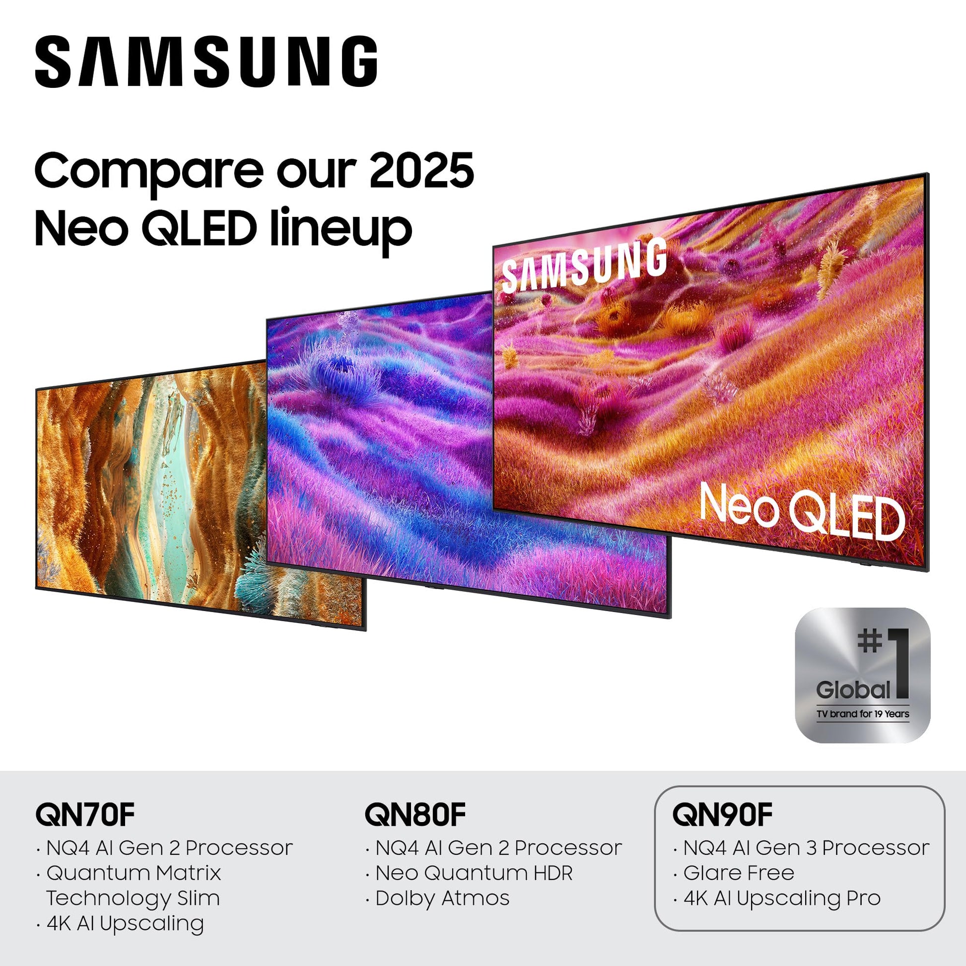 SAMSUNG QN90F Neo QLED 4K Smart TV de 75 Pulgadas, Color Negro Titan