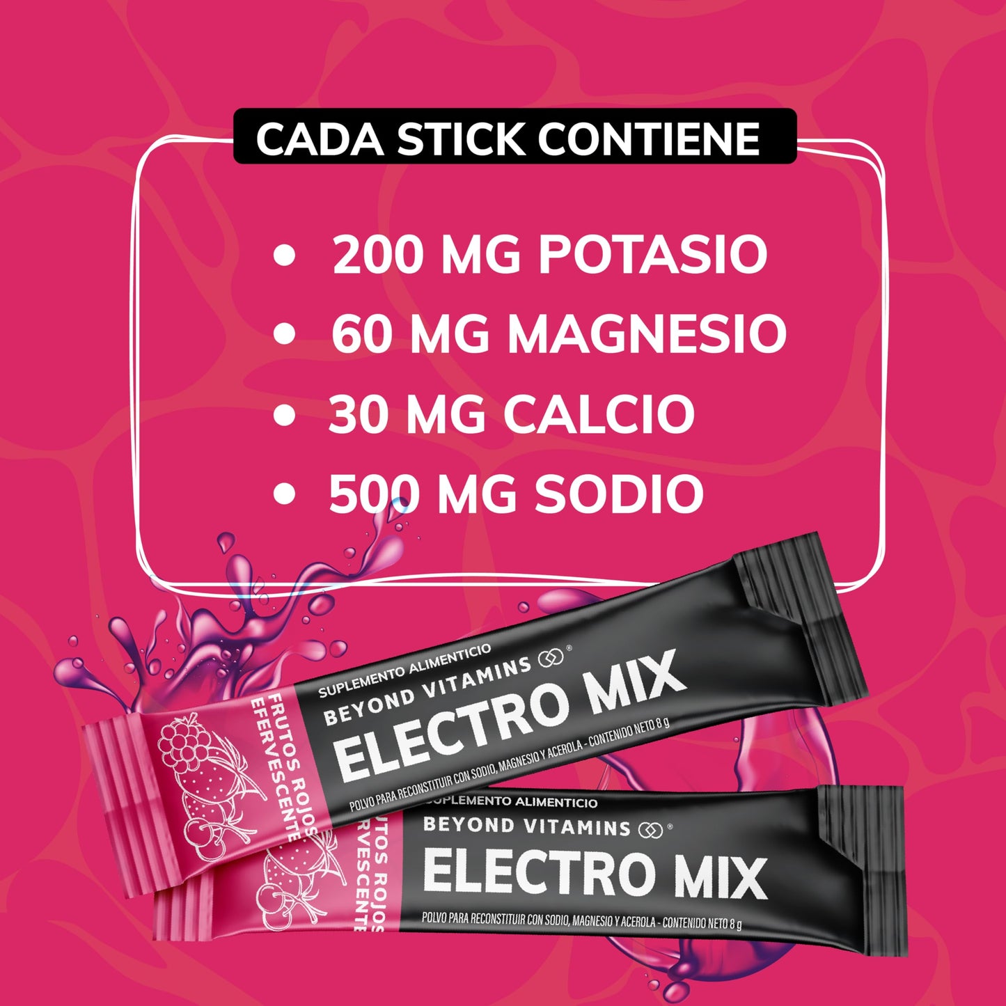 Polvo de Electrolitos Beyond Vitamins Frutos Rojos Efervescente sin Azúcar Baja en Calorías para una Recuperación Increíble