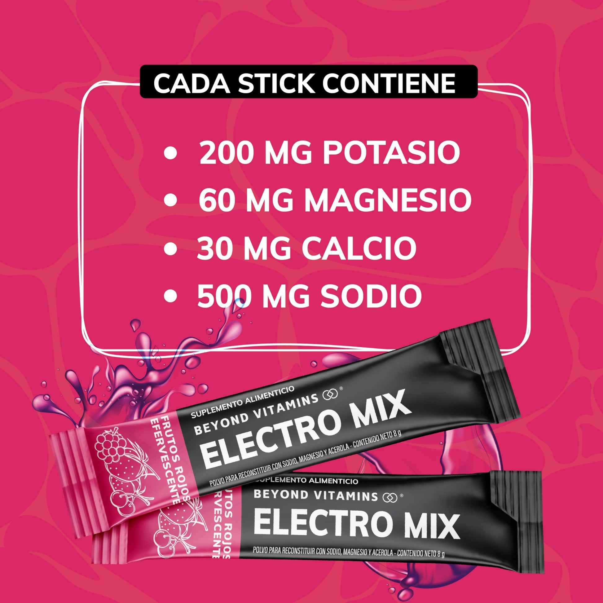 Polvo de Electrolitos Beyond Vitamins Frutos Rojos Efervescente sin Azúcar Baja en Calorías para una Recuperación Increíble