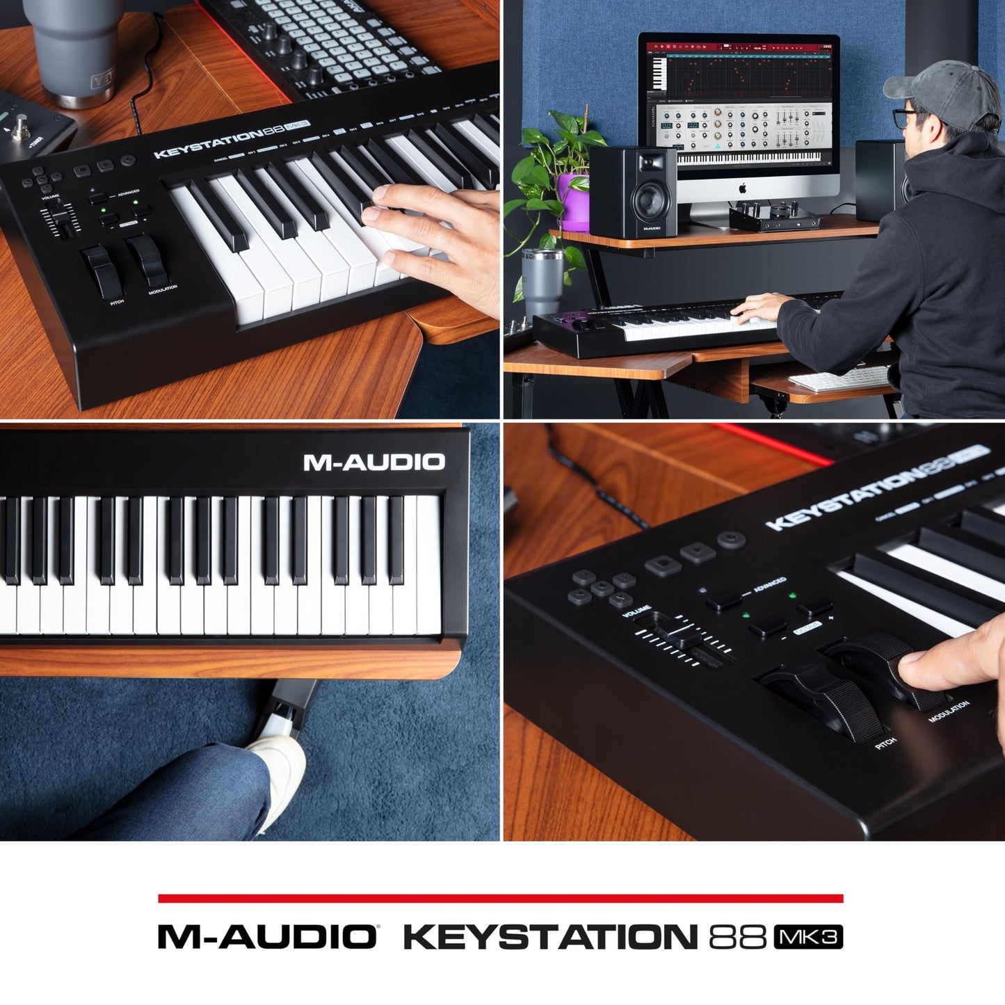 M-Audio Keystation 88 MK3 - Controlador MIDI USB con teclado de 88 teclas semipesadas para manejar sintetizadores virtuales y parámetros de DAW