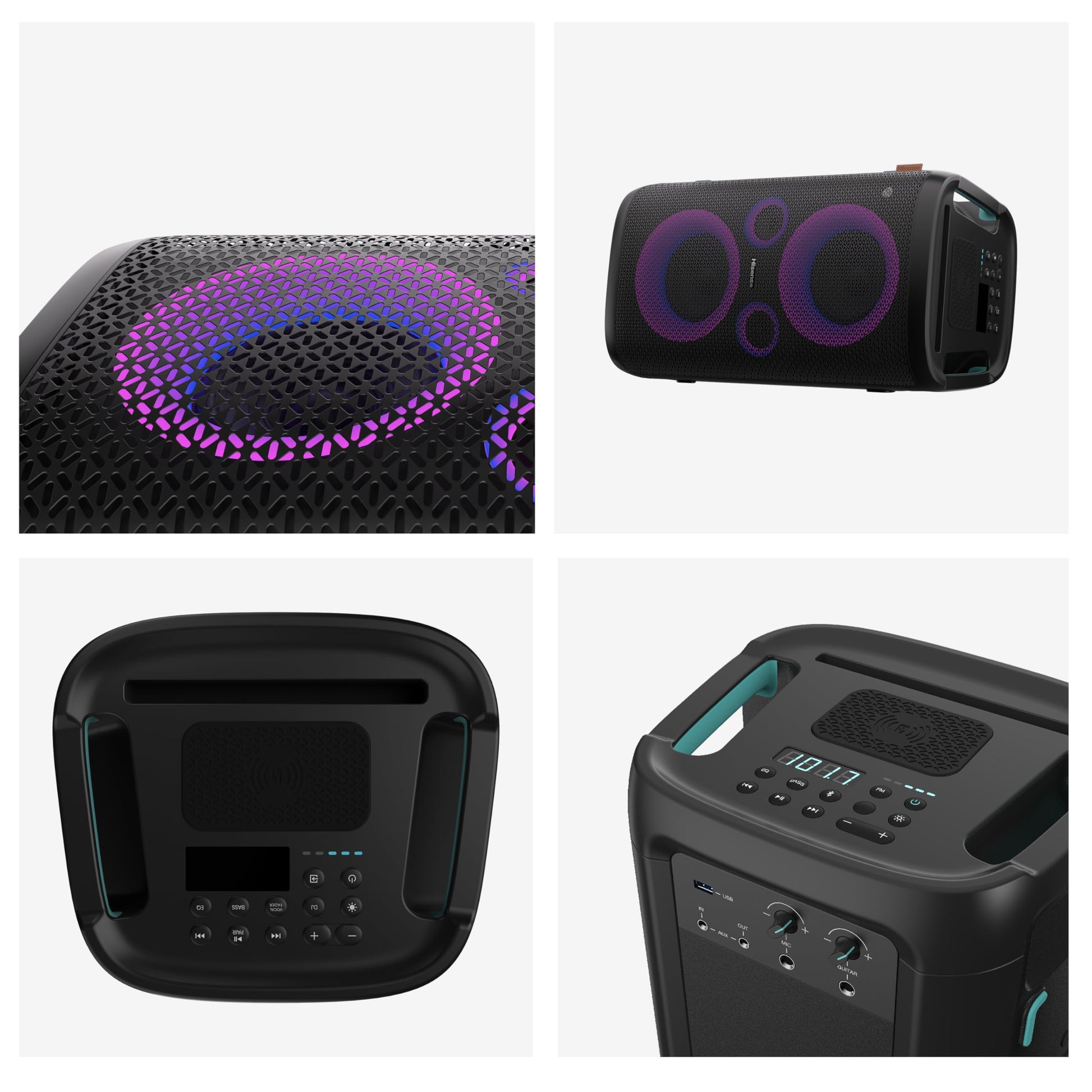 Hisense Party Rocker One,Ultimate - Altavoz inalámbrico para Fiesta Exterior e Interior con subwoofer, 2.0 CH, 300 W, IPX4 Impermeable, batería de Larga duración, Bluetooth5.0, Modo DJ y Karaoke