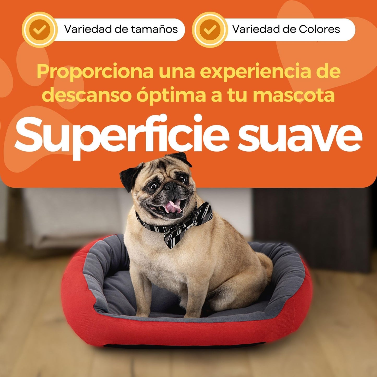 Cama para Perro Hills Rojo Gris Resistente y Confortable con Relleno Suave