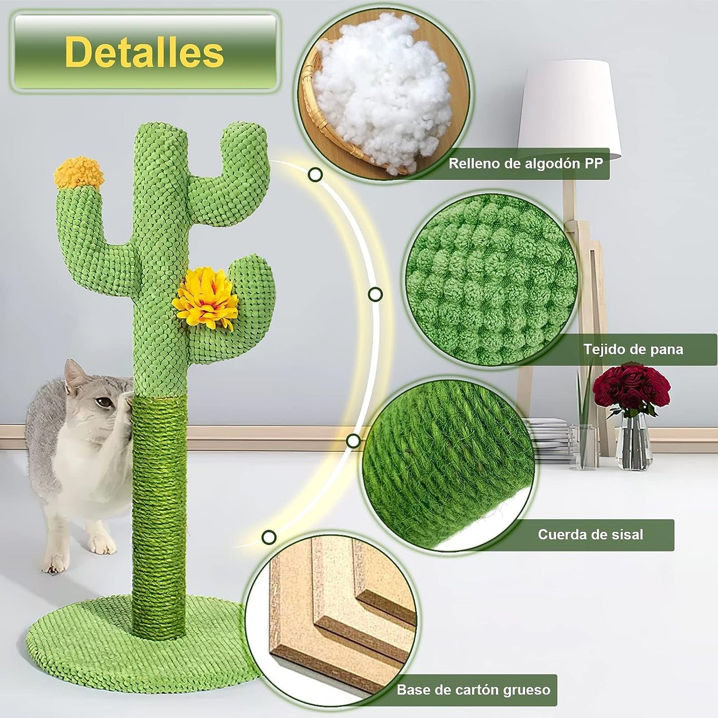 Poste Rascador para Gatos Cactus Grande para Interior