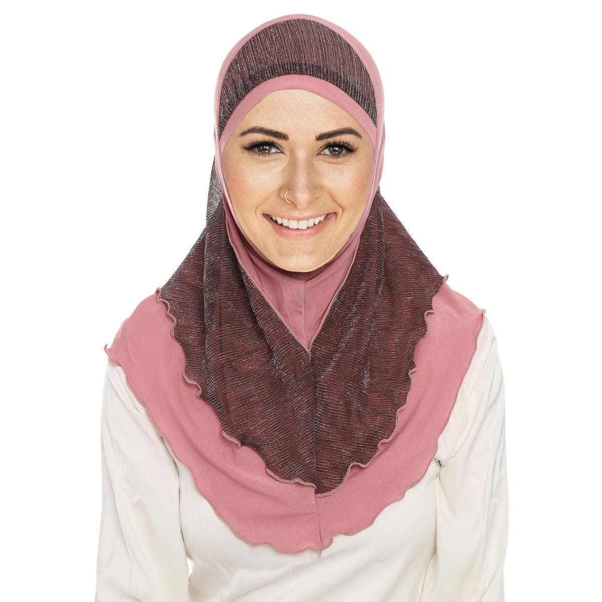 Jazvano - Hijab instantáneo para mujeres y niñas musulmanas, bufanda suave fácil de llevar, bufanda para la cabeza – Spun Gold Jilbab Daily Islamic 1pc, A rosa, Talla única