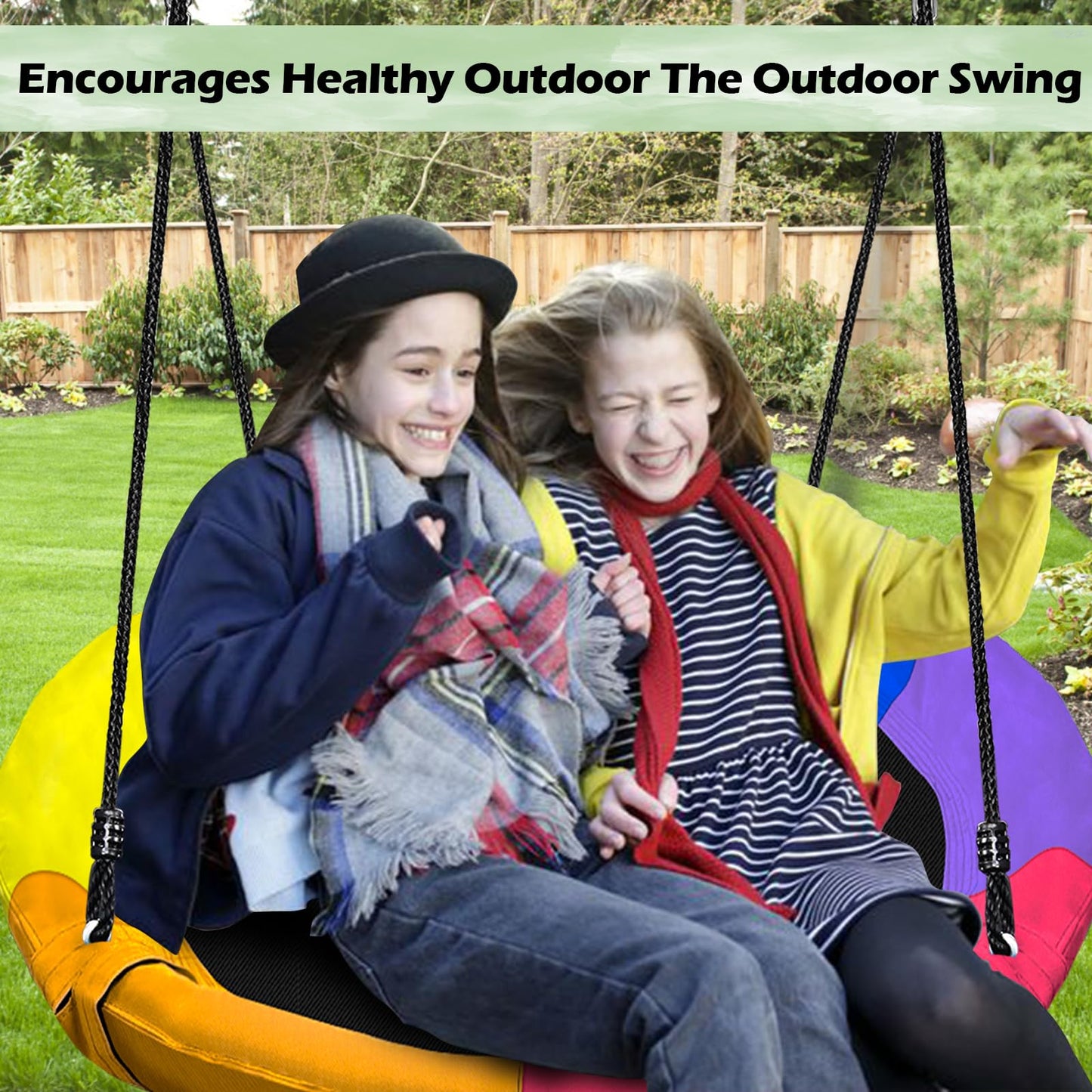 Columpio de Árbol Platillo 40 Pulgadas Impermeable Niños y Adultos 500 Libras
