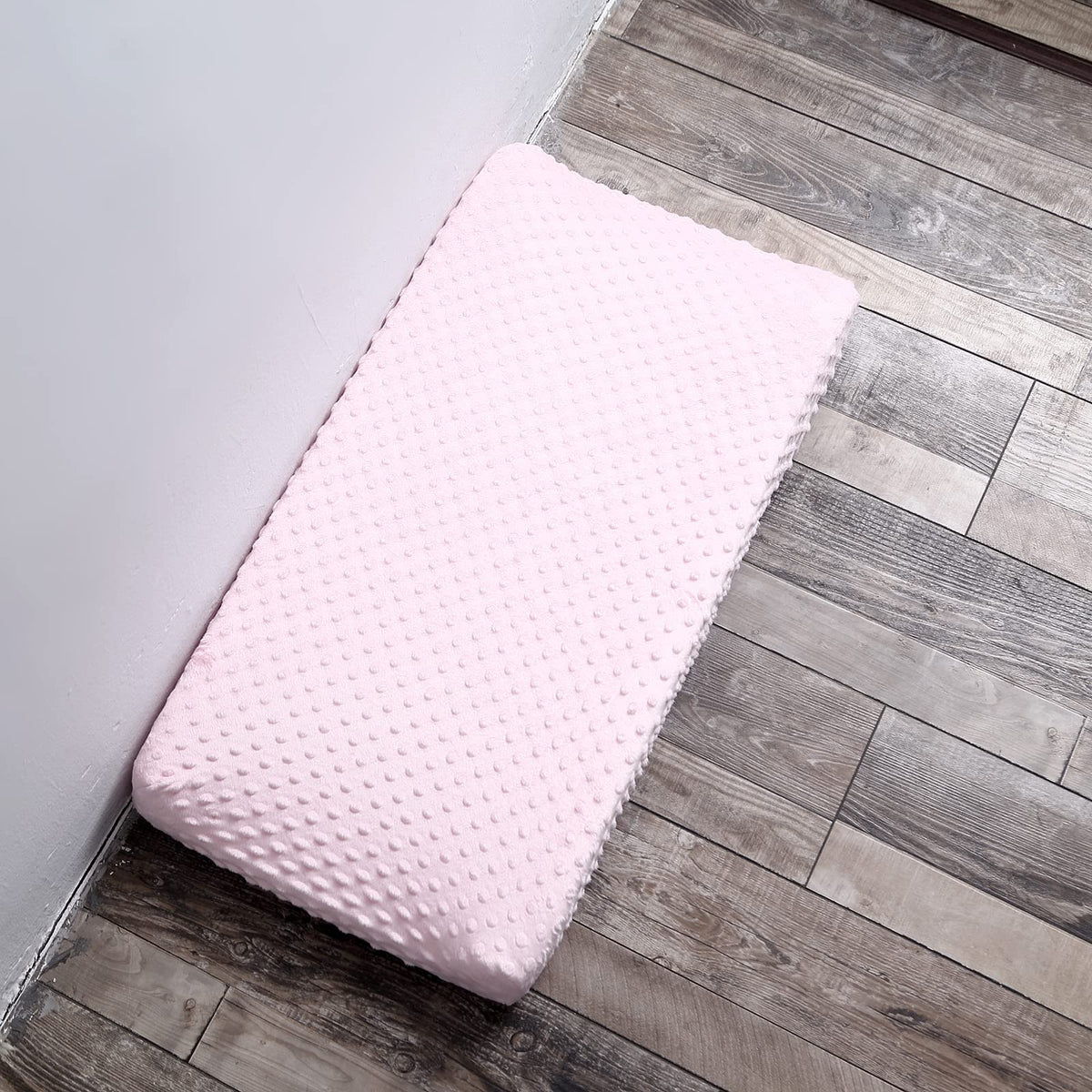 Funda para cambiador de pañales súper suave con lunares de visón transpirable para bebé niño y niña (rosa claro)