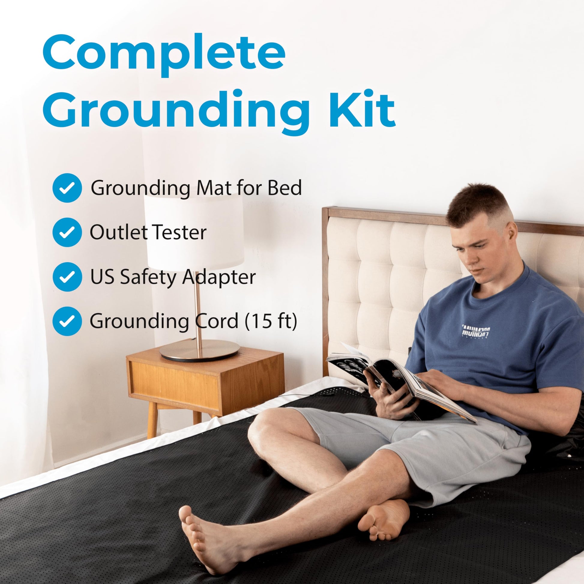 Alfombrilla de Conexión a Tierra Earth and Moon para Cama con Kit Completo y Cable Incluido