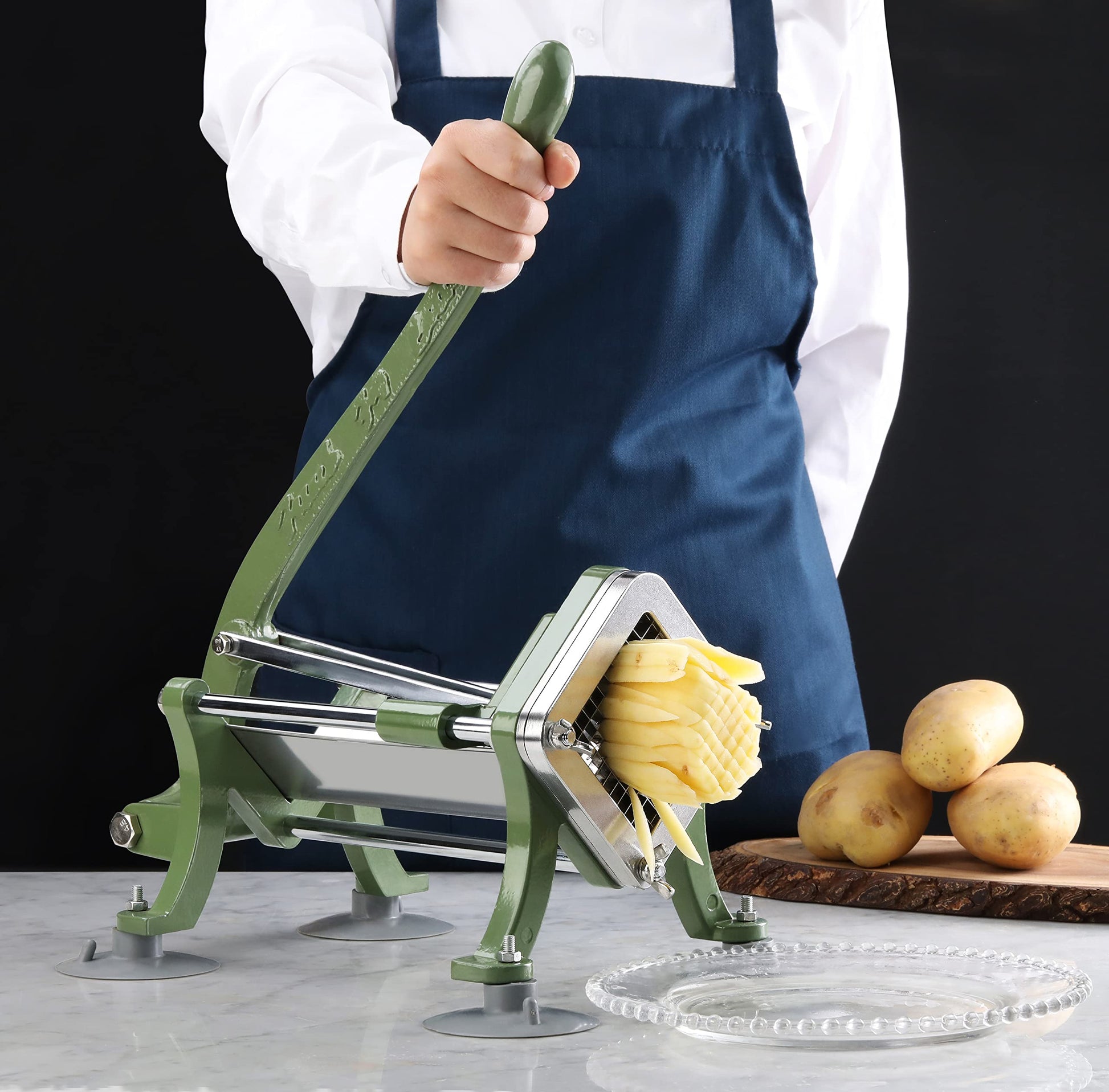 Cortador de Papas Fritas New Star Foodservice 37340 con Pies de Succión 1/4 Pulgada para Restaurante Comercial