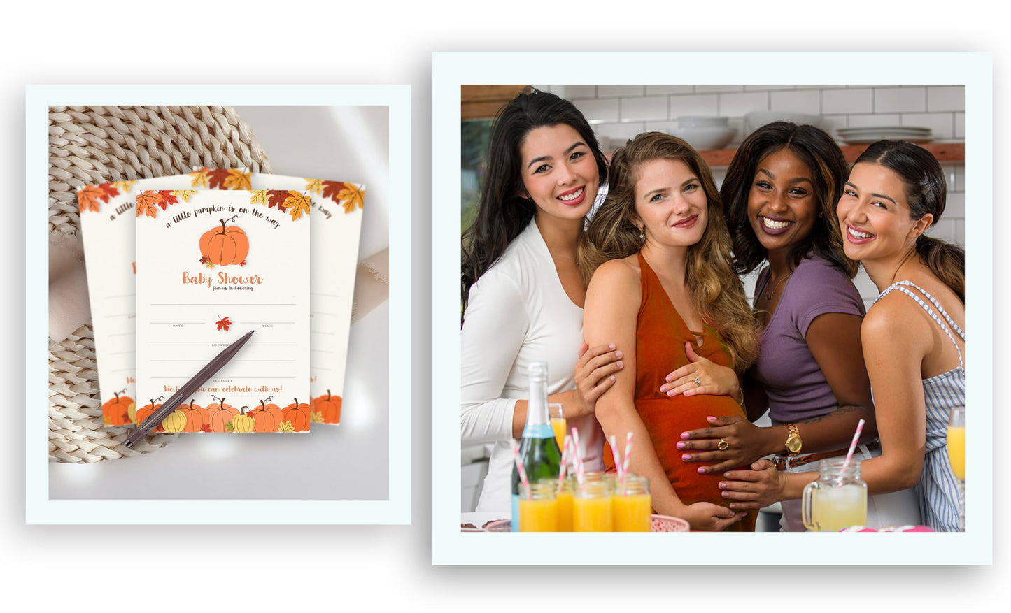 Roseum Collections Little PUMPKIN - Invitaciones para baby shower - Paquete de 25 - Invitaciones de relleno neutro de género con calabazas, tema de baby shower de otoño o Halloween I330-INV1