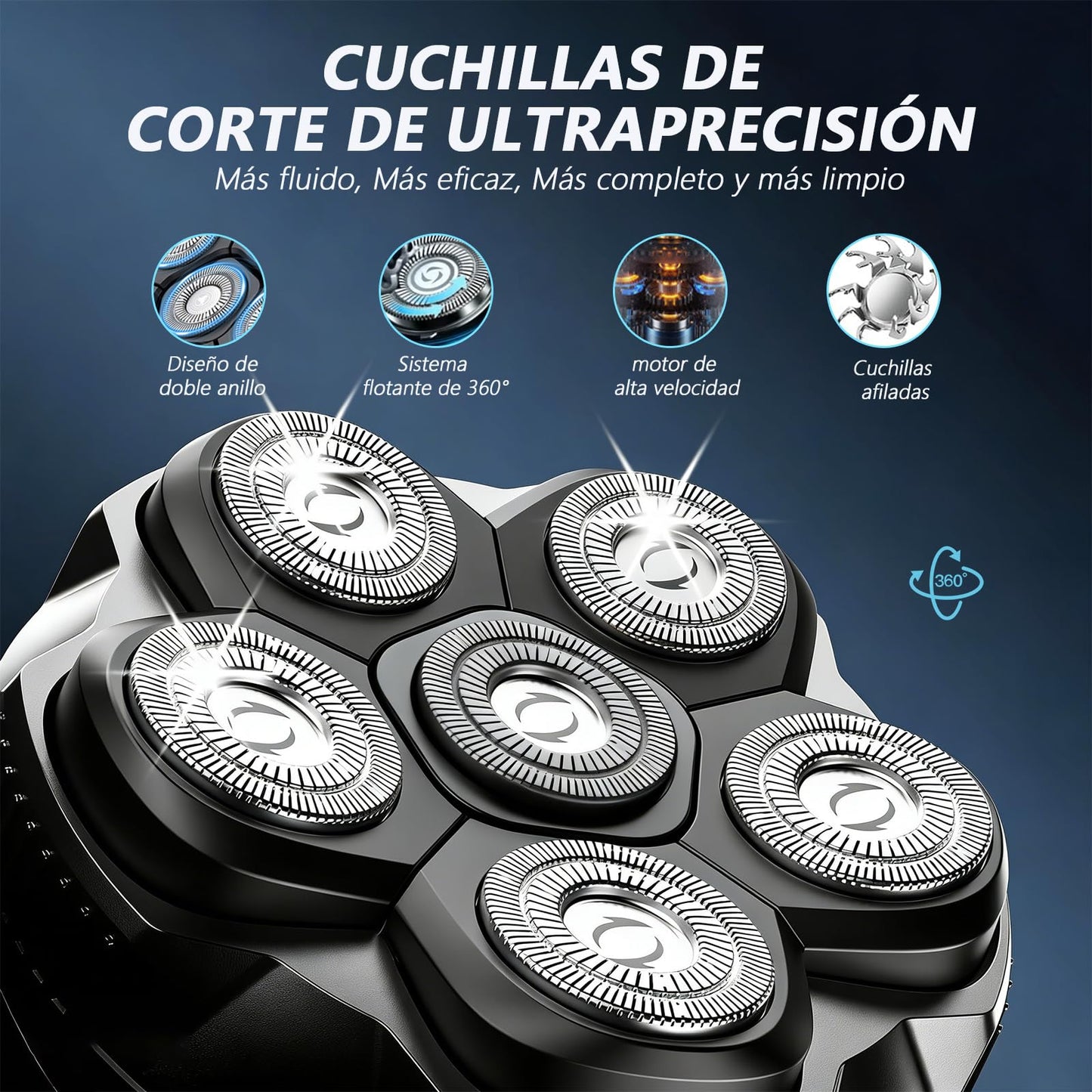 SWKXZU Afeitadora para Hombres Calvos 6D con Cabezal Magnético y Cuchilla Ultradelgada,IPX7 Impermeable,Uso en Seco y en Húmedo,Pantalla LED,para Viajes y Negocios,Ideal Como Regalo para Hombres