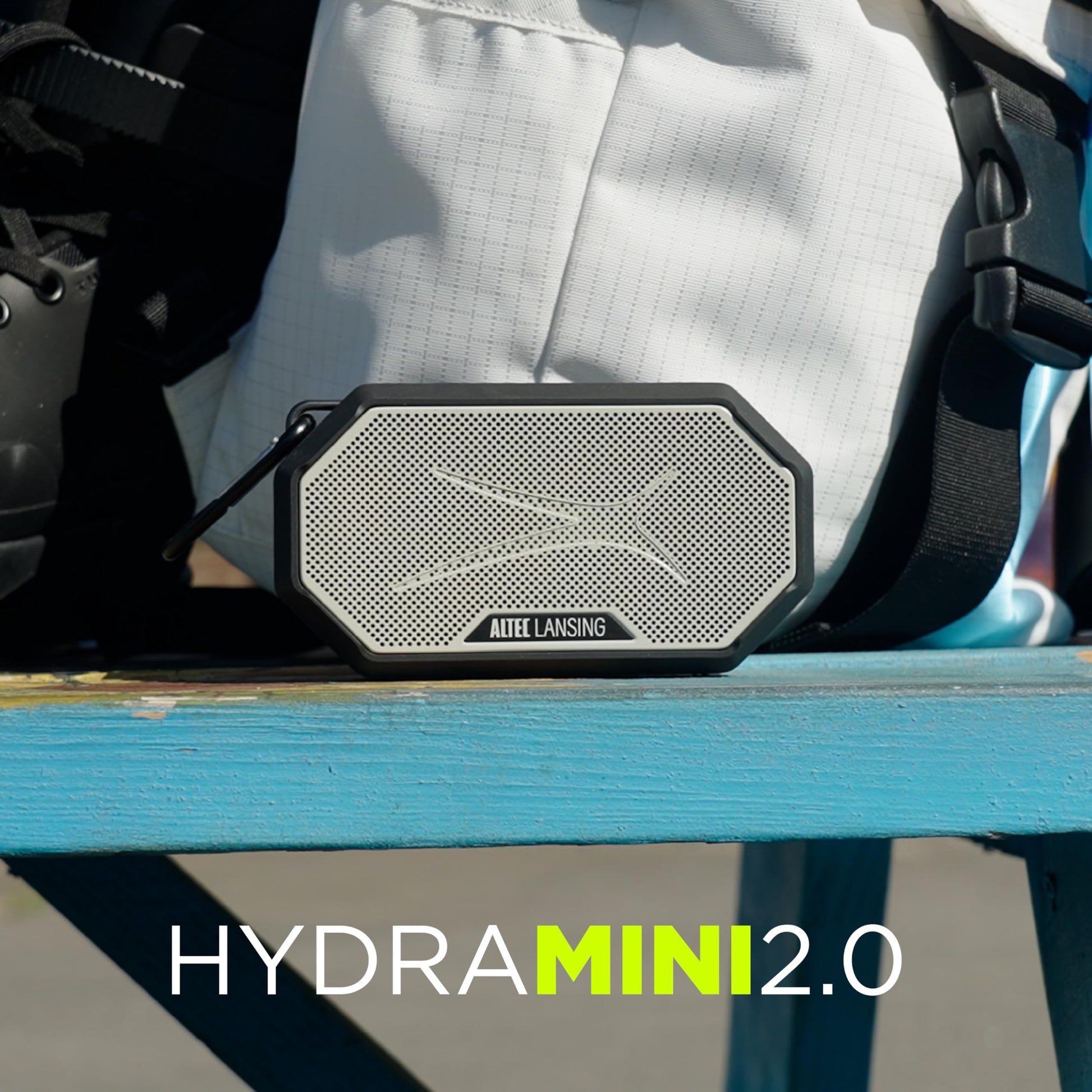 Altec Lansing HydraMini 2.0 Altavoz Bluetooth portátil, IP67 impermeable, 12 horas de reproducción, emparejamiento inalámbrico, carga rápida USB-C, magnético, asistente de voz integrado