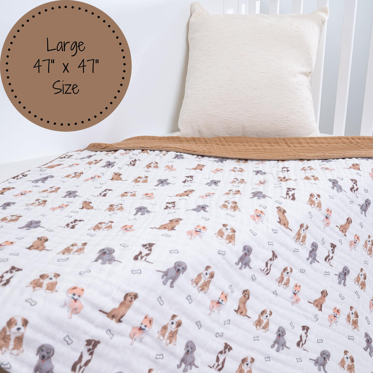 LollyBanks - Manta de edredón para bebé, 100 % algodón de muselina para niños y niñas, tamaño grande de 47 x 47 pulgadas, 6 capas suave y transpirable, manta de cuna duradera, esencial para recién