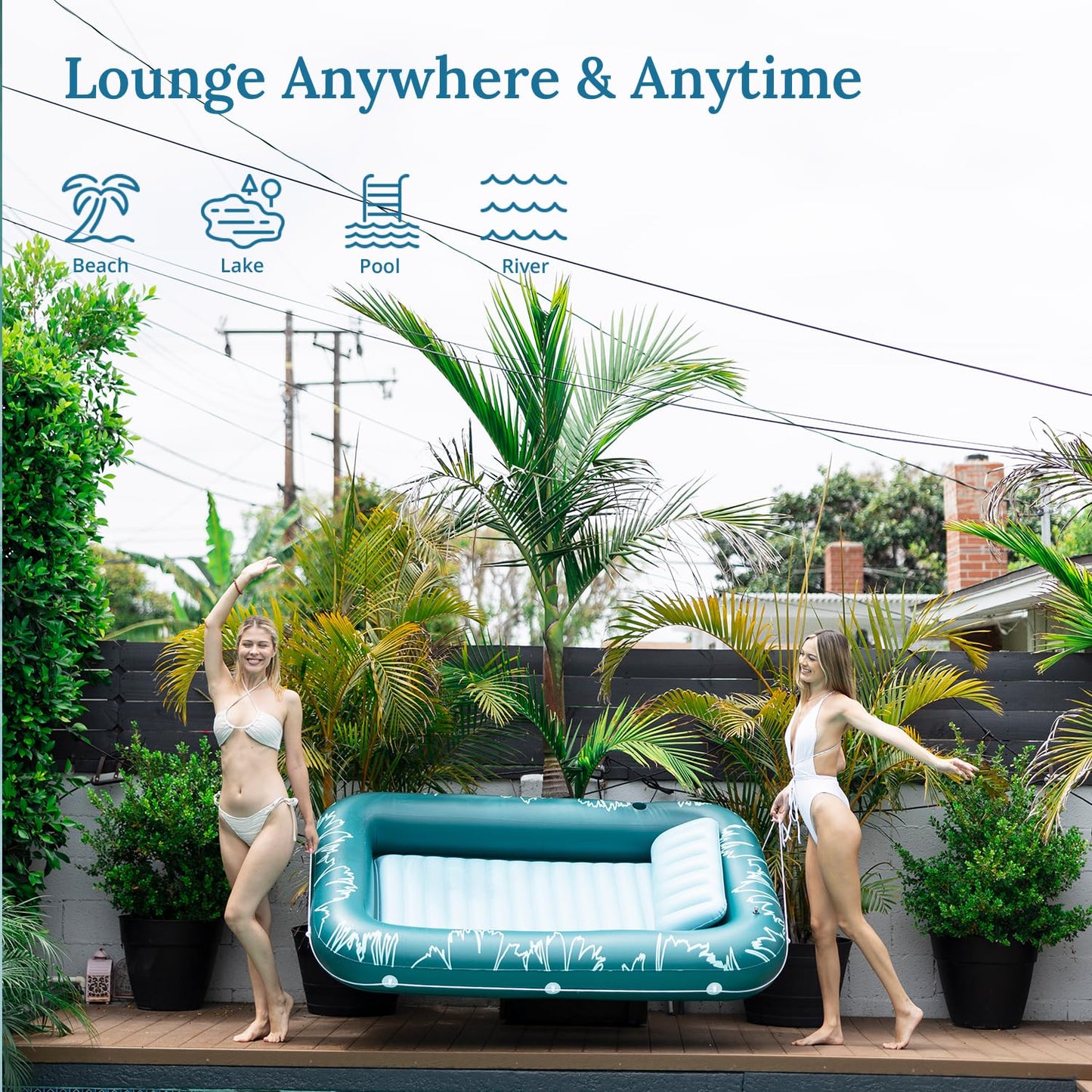 Sunrio Tanning Pool for Adults and Kids Inflatable Tanning Pool with Pillow Lounger Float Designed with Cup Holders Tanning Lounger for Pool Beach Lakeside Backyard Sunbathing Large
