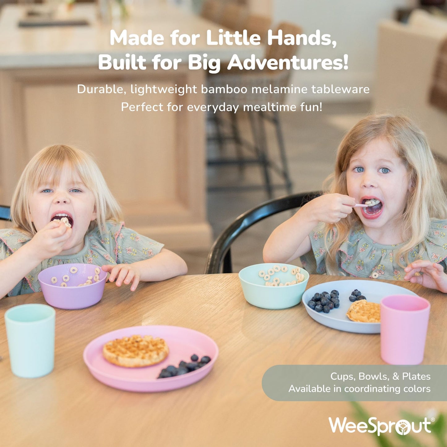 WeeSprout Tazas de Bambú para Niños Pequeños - Juego de 4 piezas (10 fl oz), Paquete de Tazas Orgánicas y Sin Plástico para Niños Pequeños, Niños Grandes o Bebés, Natural