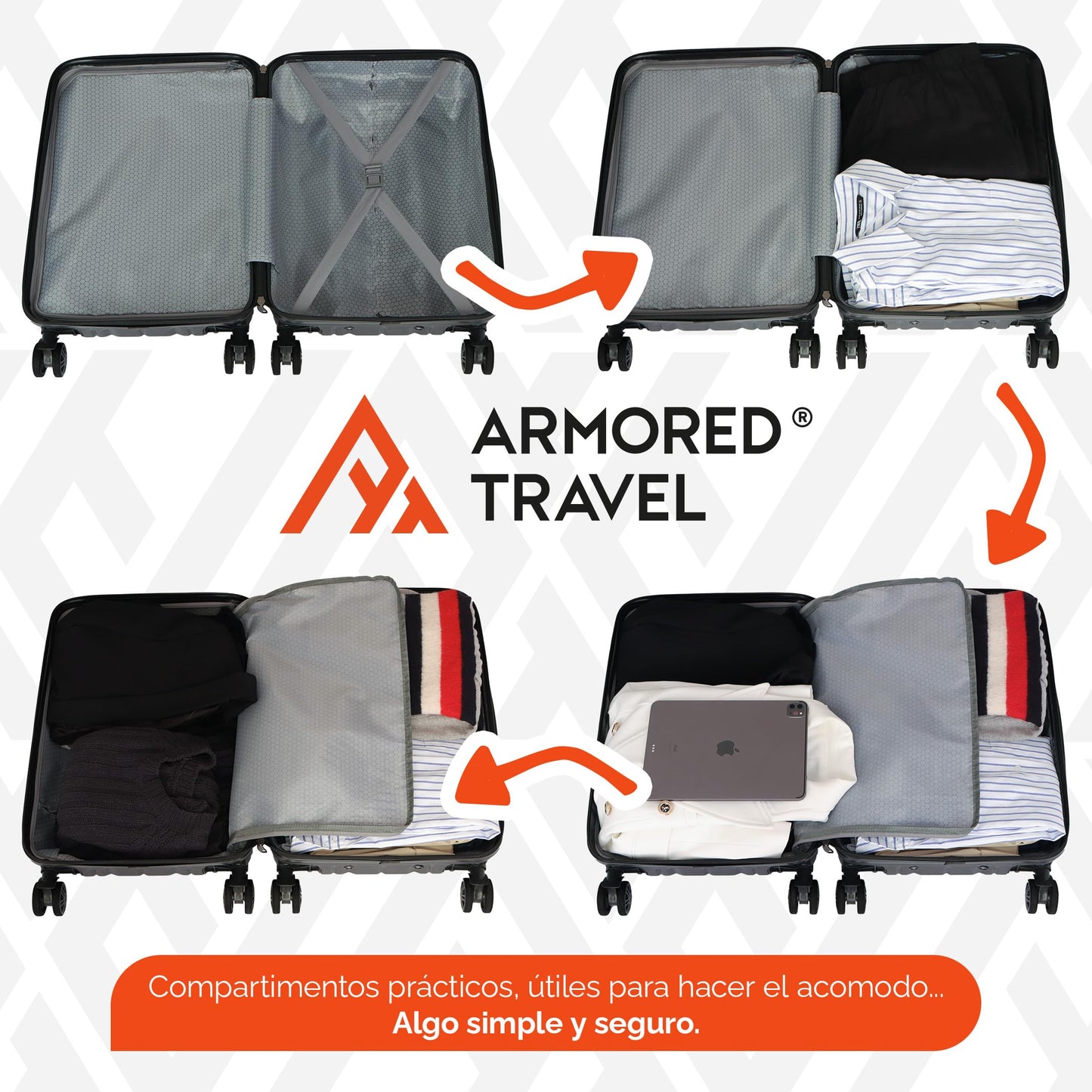 Maleta De Viaje Carry On 20" de Mano Cabina 10kg Rígida Doble Refuerzo Con * TSA Lock * Luggage suitcase Armored Travel (CarryOn - Verde)