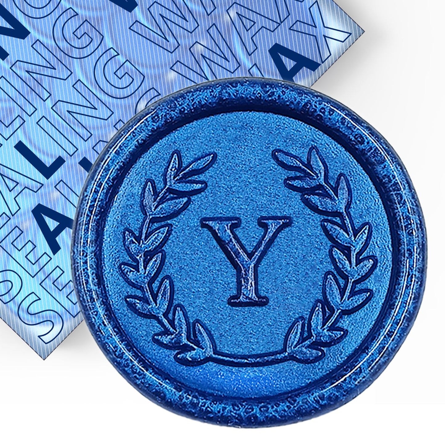 KANOO 100 Piezas De Pegatinas Adhesivas De Sello De Cera Con Letra Y Azul Hechas A Mano Sin Necesidad De Sello Para Invitaciones De Boda Sobres Regalo De Navidad