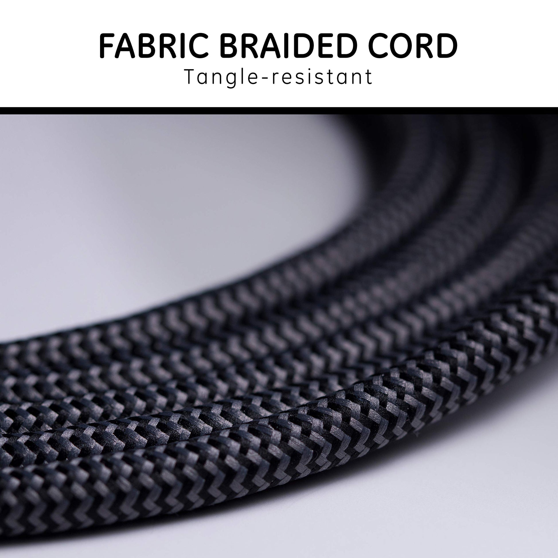GE Pro Tira Multicontactos De 3 Salidas con Supresor de Picos, Enchufe Plano, Cable De Extensión Trenzado De 2.4 m (8 Pies) 250 Julios, Conectado a Tierra Certificacion UL Negro/Gris 2 Unidades, 53249