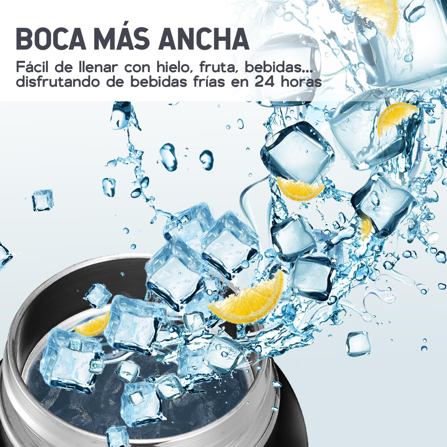 Termo de Acero Inoxidable OSLIFE Negro Hermético Antigoteo 1.2 Litros para Senderismo