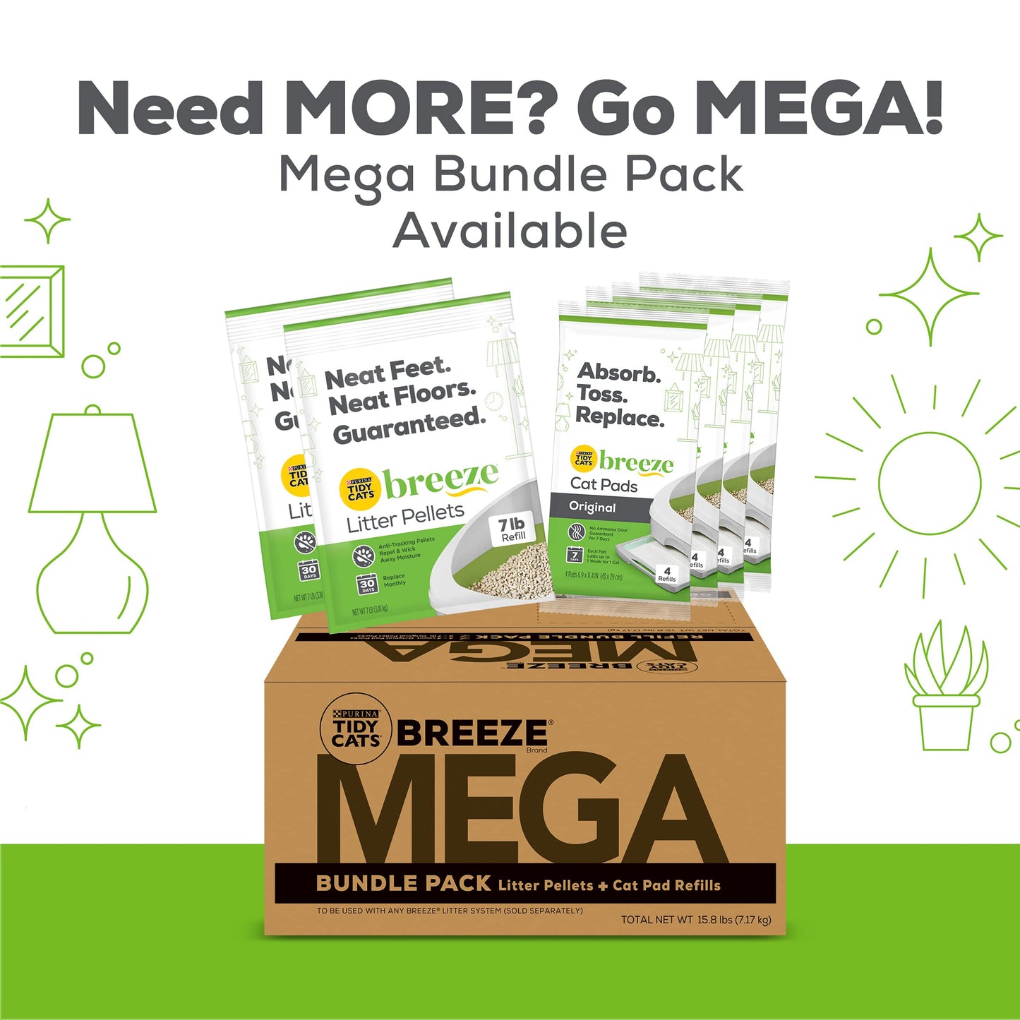 Sistema de Caja de Arena Tidy Cats Purina Breeze Beige con Pellets y Almohadillas para Gatos