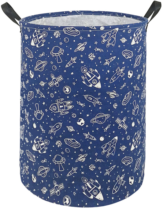 KUNRO - Cesta de almacenamiento redonda de gran tamaño, con revestimiento impermeable, organizadora, para guardería, ropa y juguetes