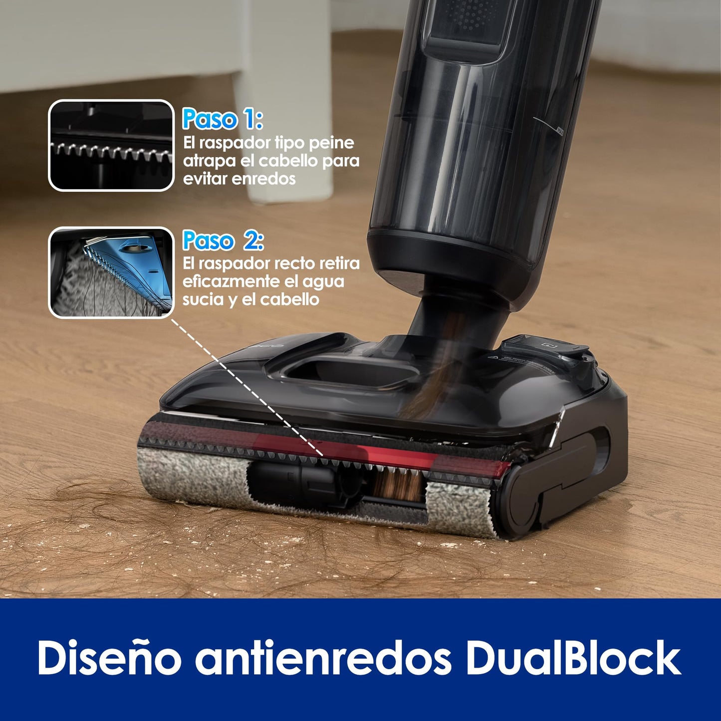 Aspiradora Inalámbrica Tineco Floor One S7 Stretch Ultra Horizontal 180° Negro con Autonomía de 50 Minutos y Autolimpieza FlashDry a 85 °C