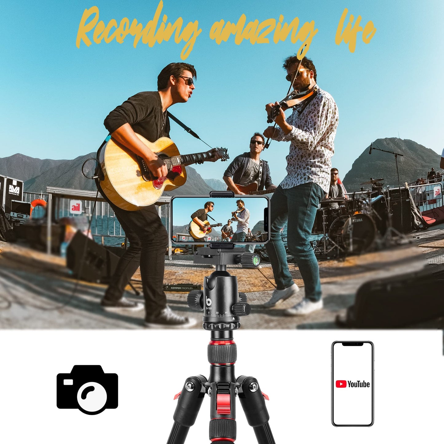 Trípode de Aluminio Estable Canon 70 Pulgadas con Cabeza de Bola de 360 Grados para Fotografía y Viaje