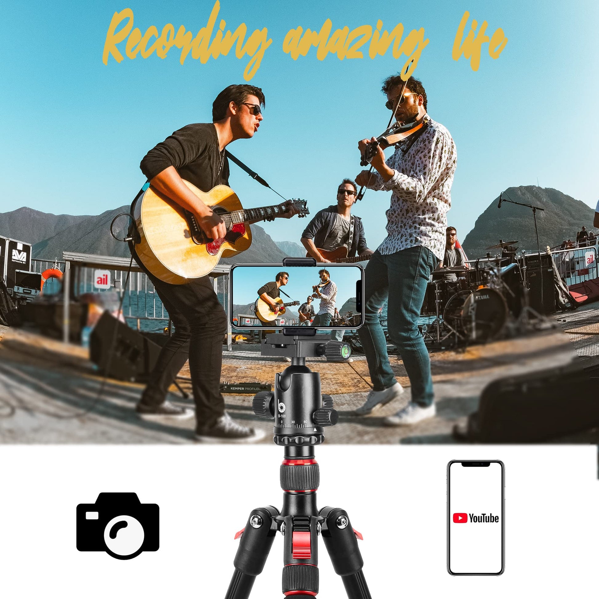 Trípode de Aluminio Estable Canon 70 Pulgadas con Cabeza de Bola de 360 Grados para Fotografía y Viaje