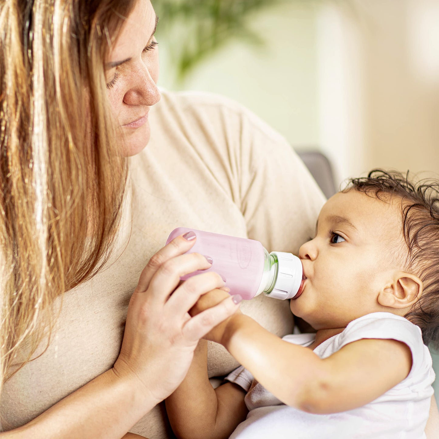 Biberón Dr. Brown's rosa silicona 4 onzas