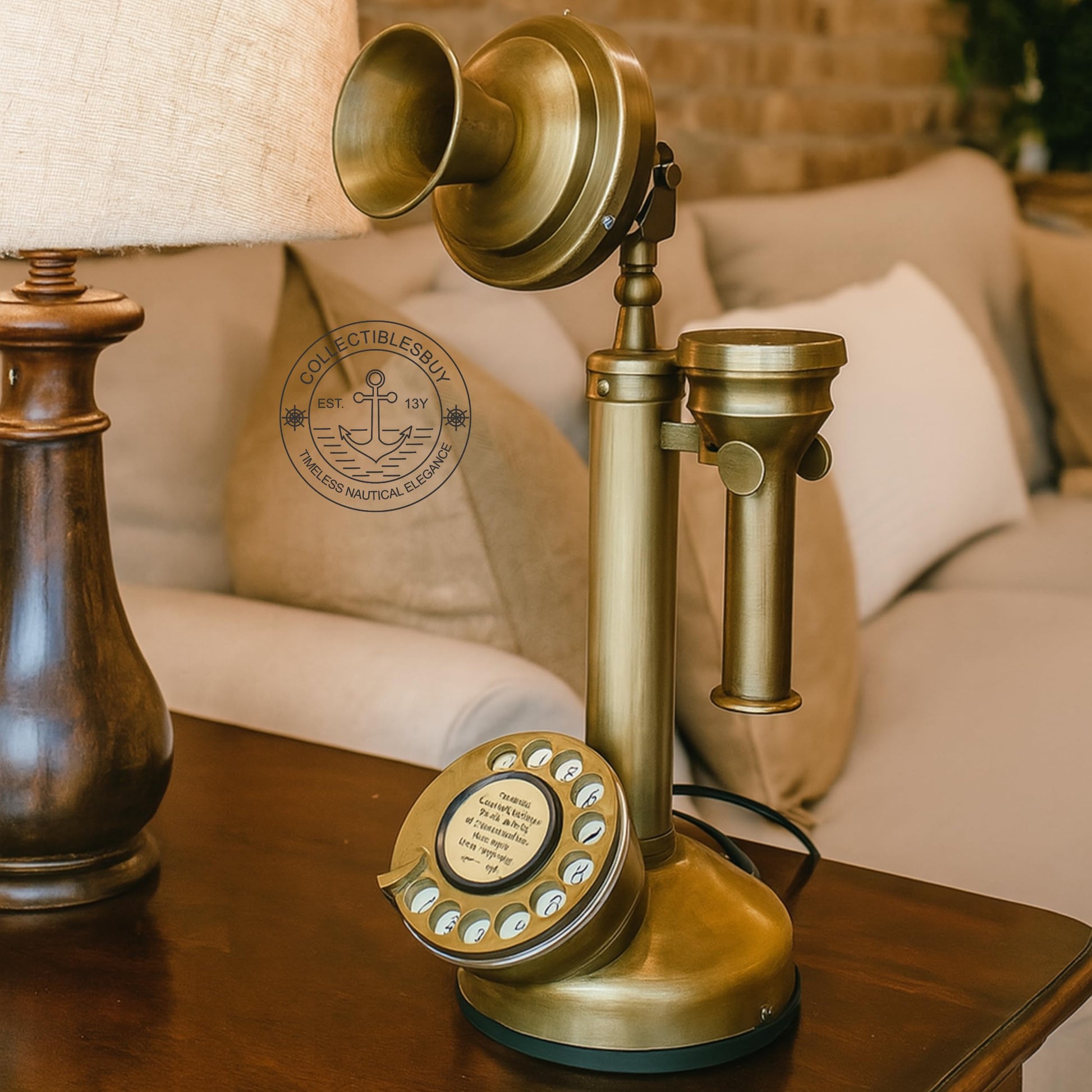 Candelabro de latón envejecido, réplica de teléfono electrónico con cable, esfera rotatoria, decoración del hogar, campana eléctrica occidental, teléfono