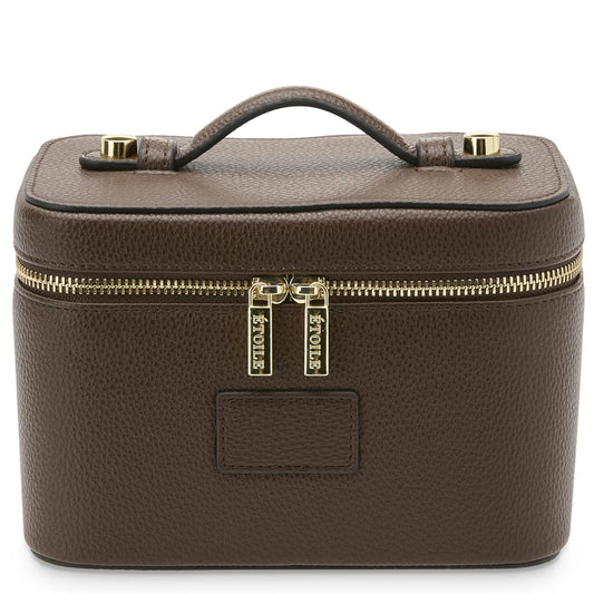 ETOILE - Mini estuche de cambiador elegante organizador de bolsa de maquillaje de viaje con divisores extraíbles, Espresso, Mini estuche de viaje cosmético