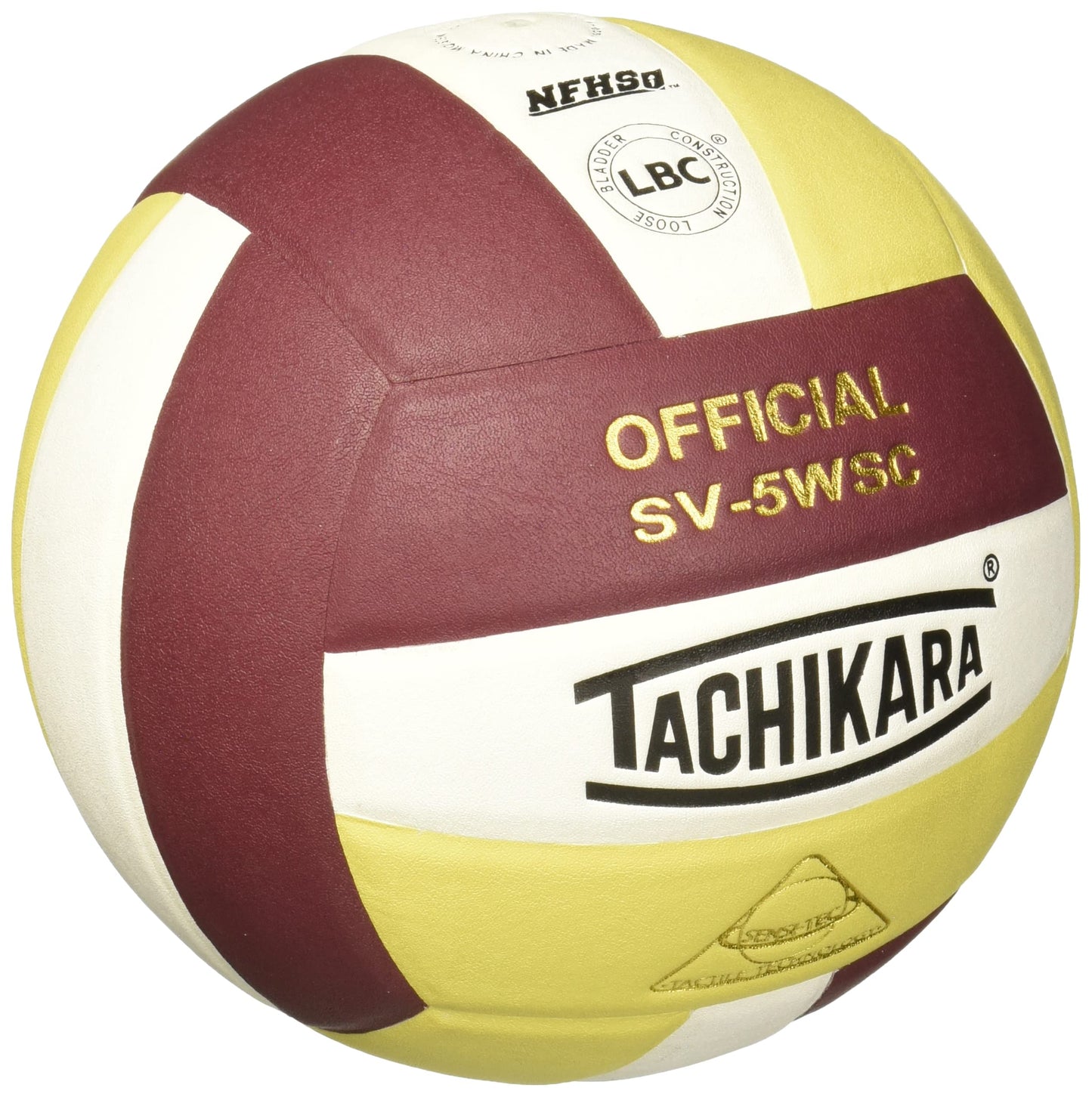Balón de Voleibol Tachikara Sensi-Tec Cardinal White Vegas Gold de Alto Rendimiento
