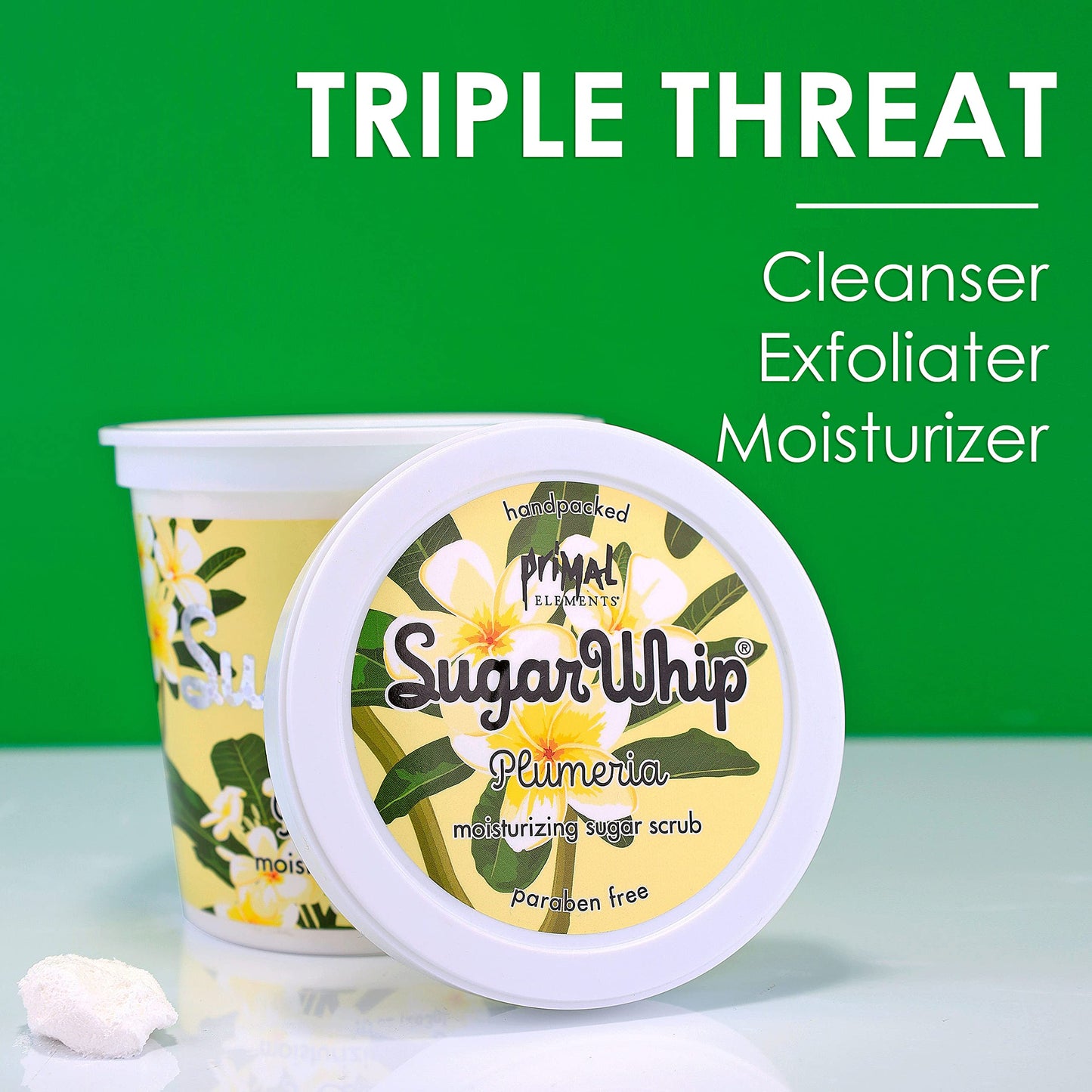 Exfoliante de Azúcar Primal Elements Plumeria 10 Onzas