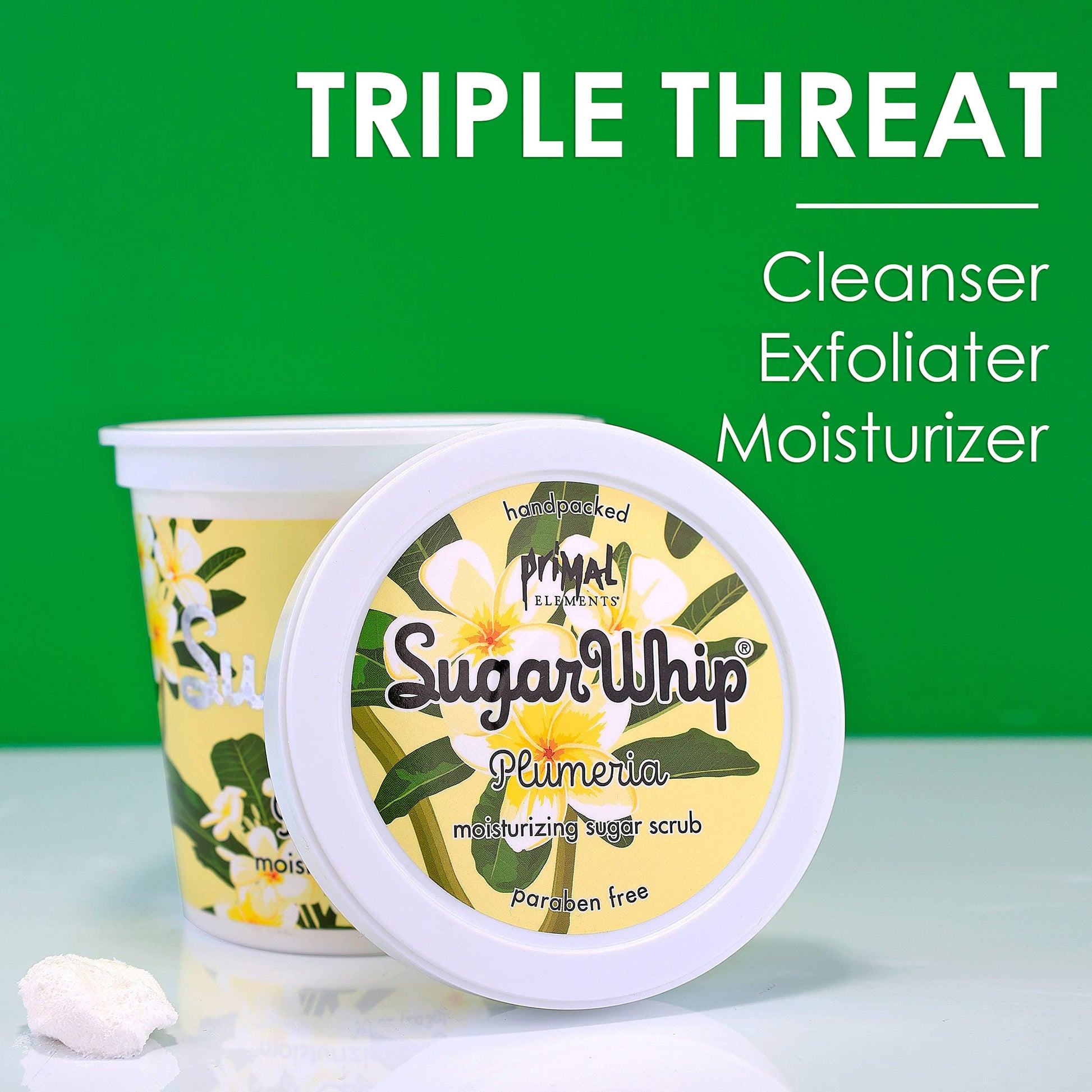 Exfoliante de Azúcar Primal Elements Plumeria 10 Onzas