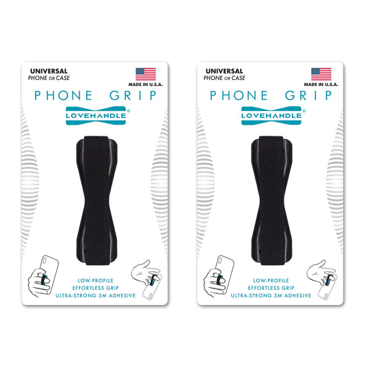 Agarre Universal LOVEHANDLE Negro Correa Elástica para Teléfonos y Mini Tabletas Paquete de 2