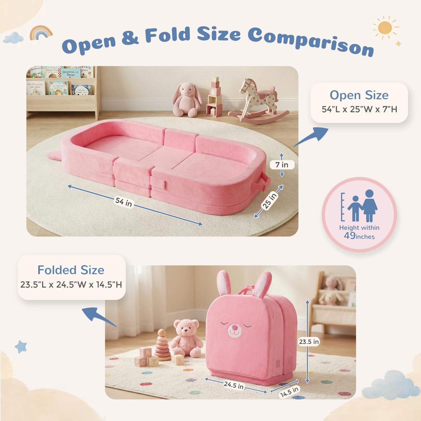 Zelladorra - Cama de viaje para niños, cama portátil para niños pequeños