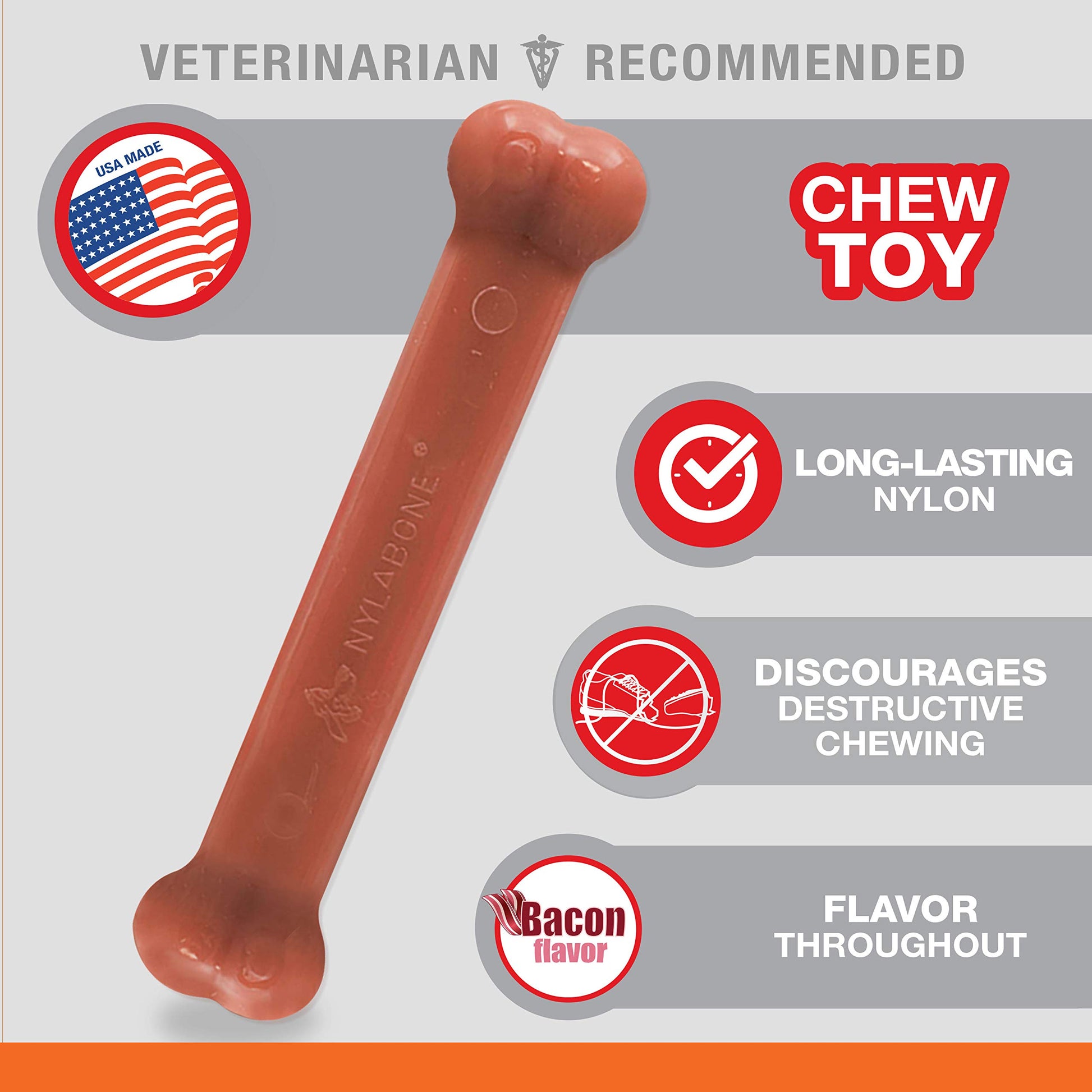 Juguete Masticable de Hueso Nylabone Sabor Bacon Grande