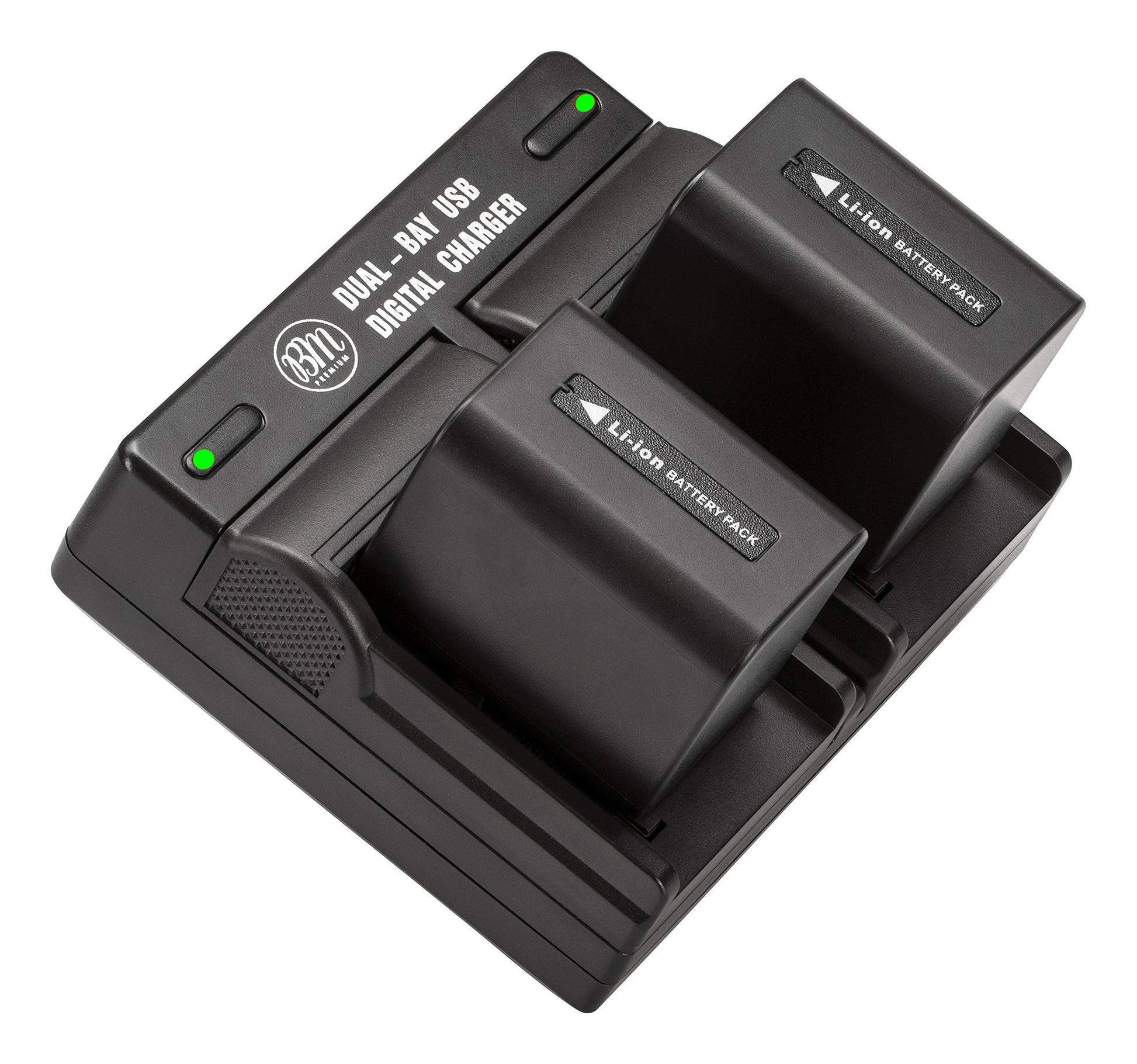 BM Premium 2 NP-FV70A Baterías de alta capacidad y cargador de doble bahía para Sony FDR-AX30 FDR-AX33 FDR-AX53 FDR-AX700 AX100 FDR-AXP35 HXR-MC50 MC88 NX80 PXW-Z90V NEX-VG10 VG20 VG20 VG20 VV30