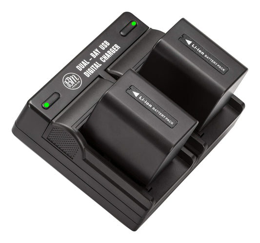 BM Premium 2 NP-FV70A Baterías de alta capacidad y cargador de doble bahía para Sony FDR-AX30 FDR-AX33 FDR-AX53 FDR-AX700 AX100 FDR-AXP35 HXR-MC50 MC88 NX80 PXW-Z90V NEX-VG10 VG20 VG20 VG20 VV30