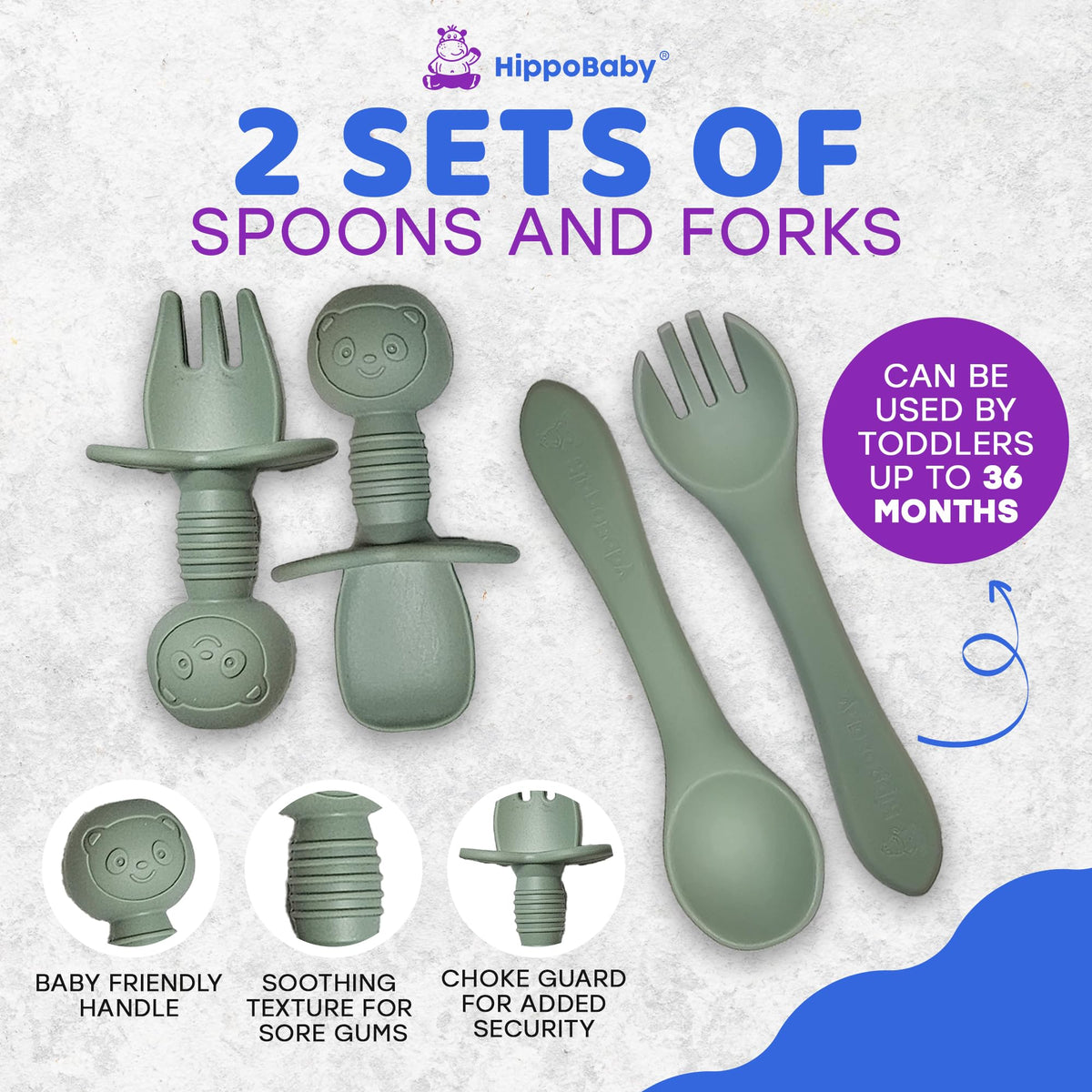 HippoBaby Suministros para destete guiado por el bebé | Juego de alimentación para bebé de 10 piezas de silicona, babero de bebé y niño, taza, plato dividido y tazón, cucharas para autoalimentación