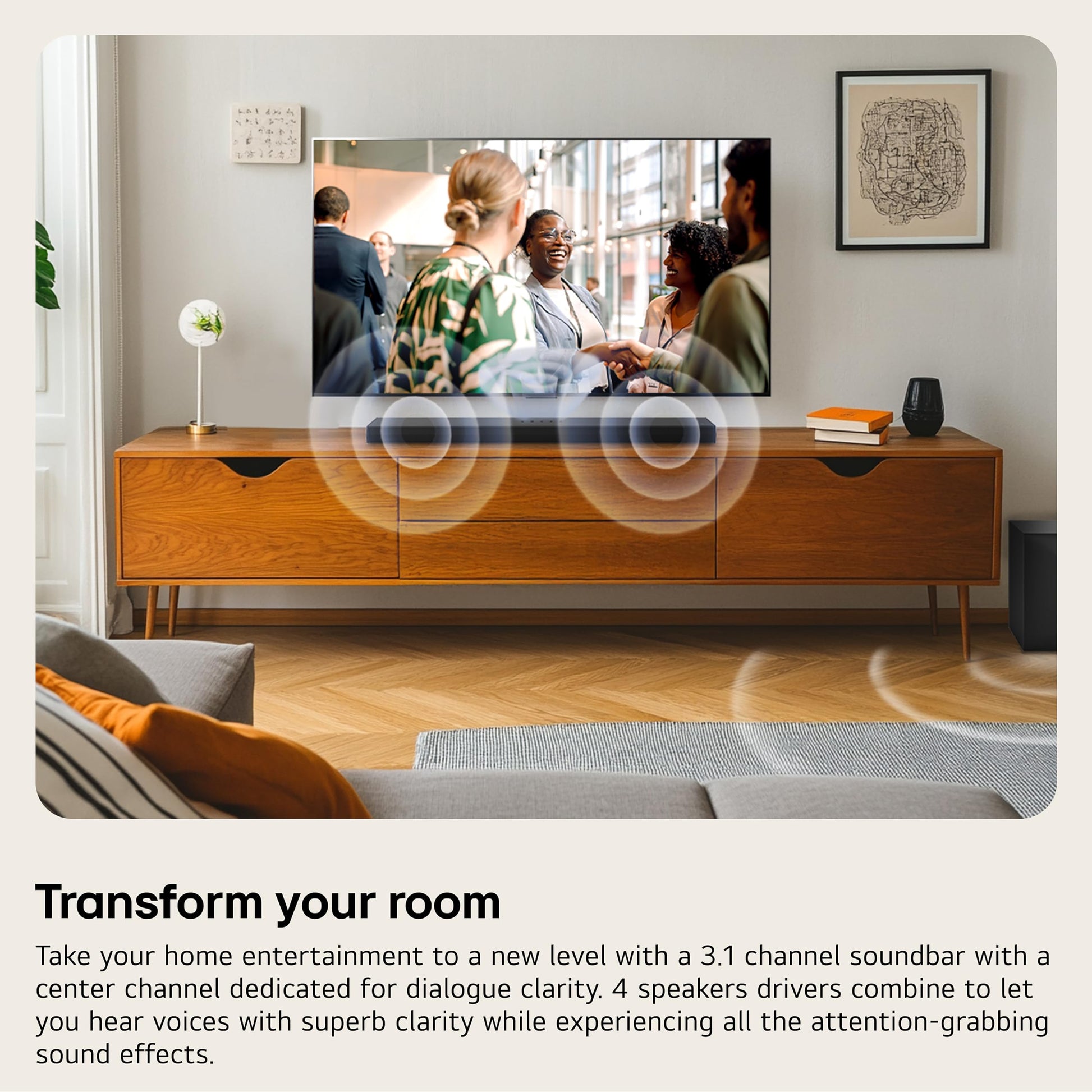 LG S60T 3.1 ch. Barra de Sonido con subwoofer inalámbrico, Dolby Audio, TV Synergy, Wow Interface, AI Sound Pro (Modelo 2024)