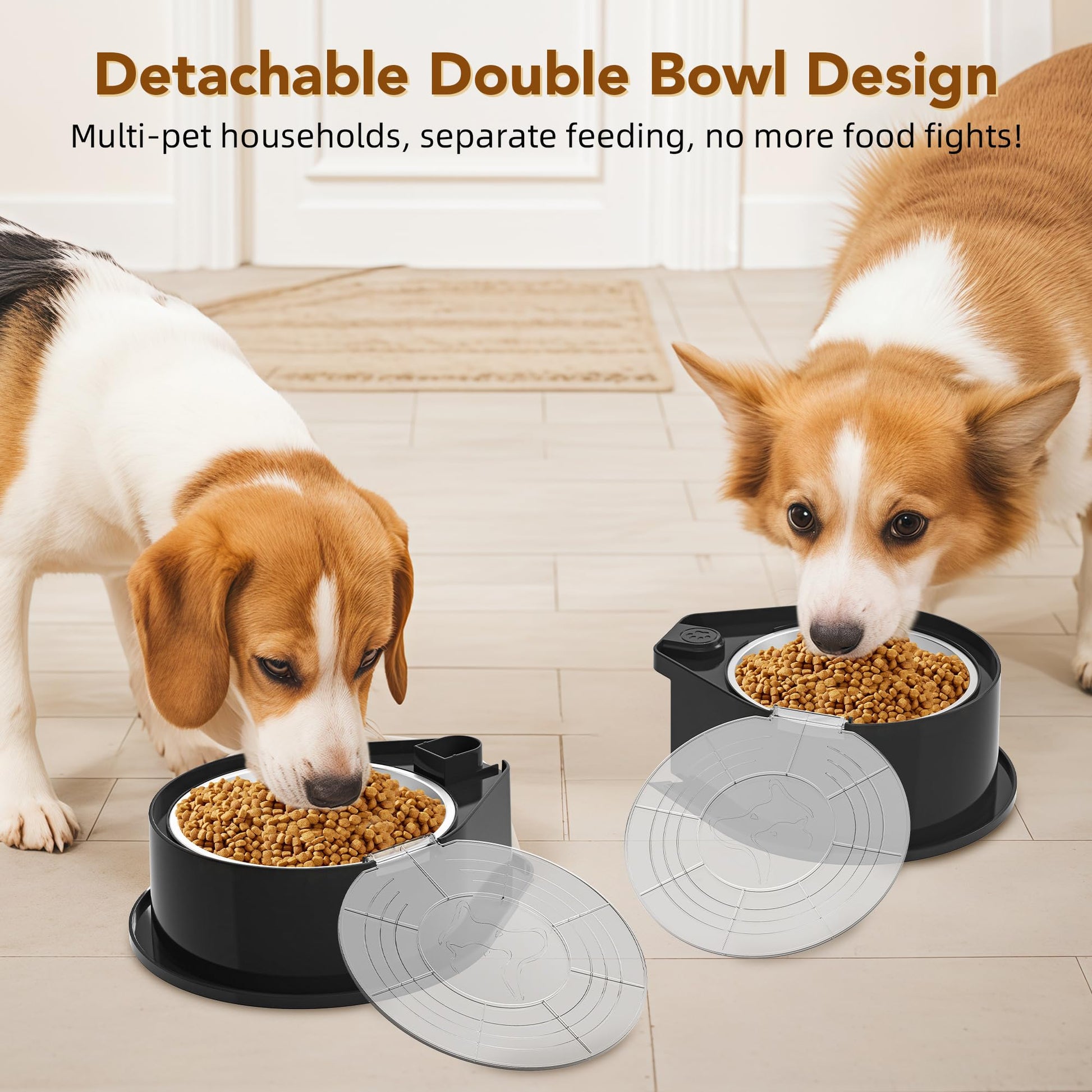 Cuencos de Acero Inoxidable Newget Plateados de Gran Capacidad con Tapas para Mascotas
