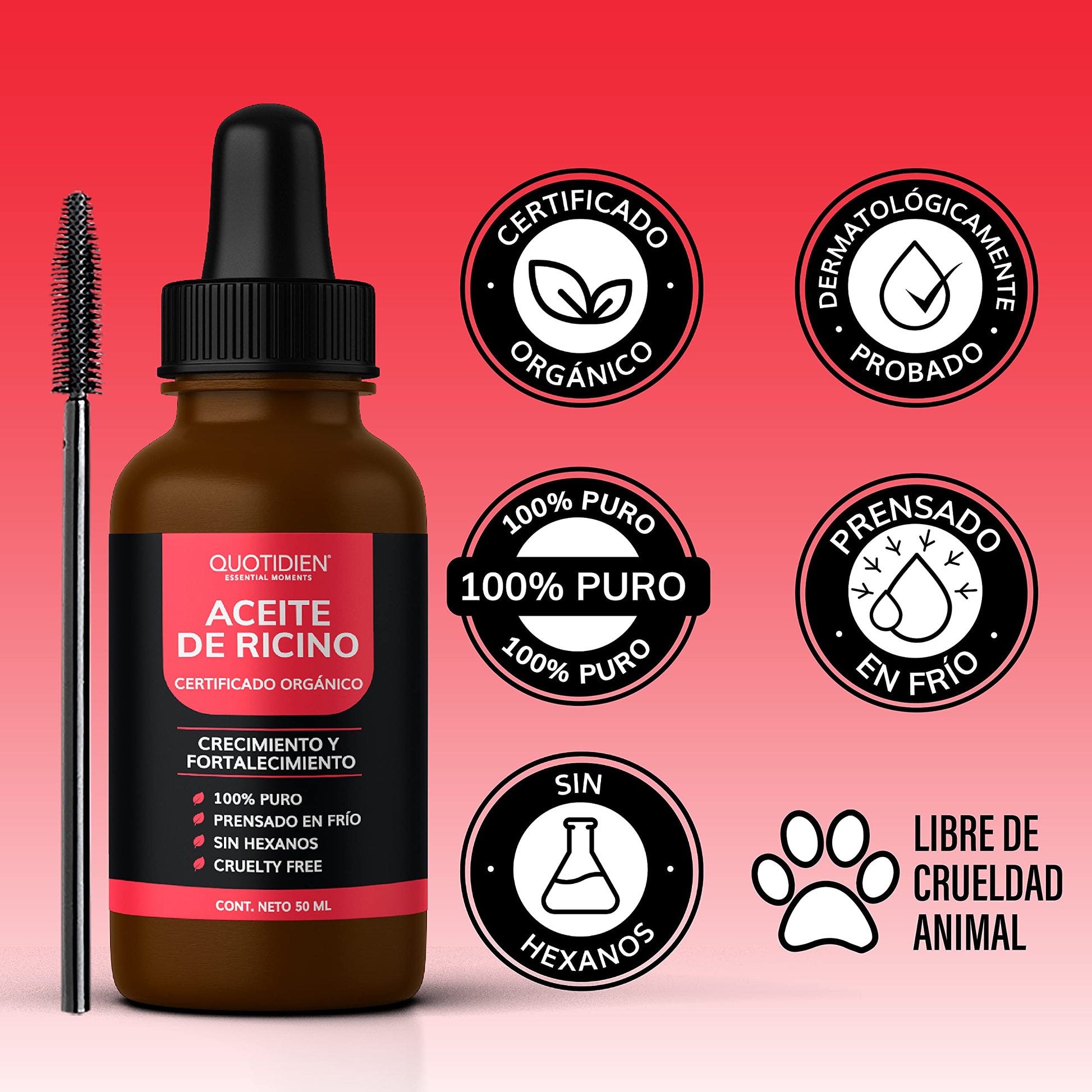 Aceite Orgánico Natural para Pestañas y Cejas: Estimula el Crecimiento del Pelo