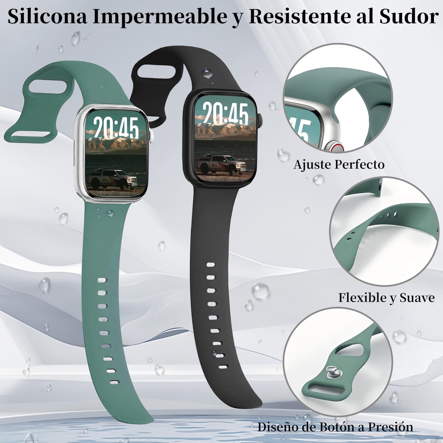 TUNKARMOR Correa para Apple Watch Series 10 9 8 7 6 5 4 3 2 1 SE, para 38mm 40mm 41mm 42mm(Series 10) iWatch, Pulsera Deportiva Silicona Impermeable para Hombres y Mujeres, 5 Pieza