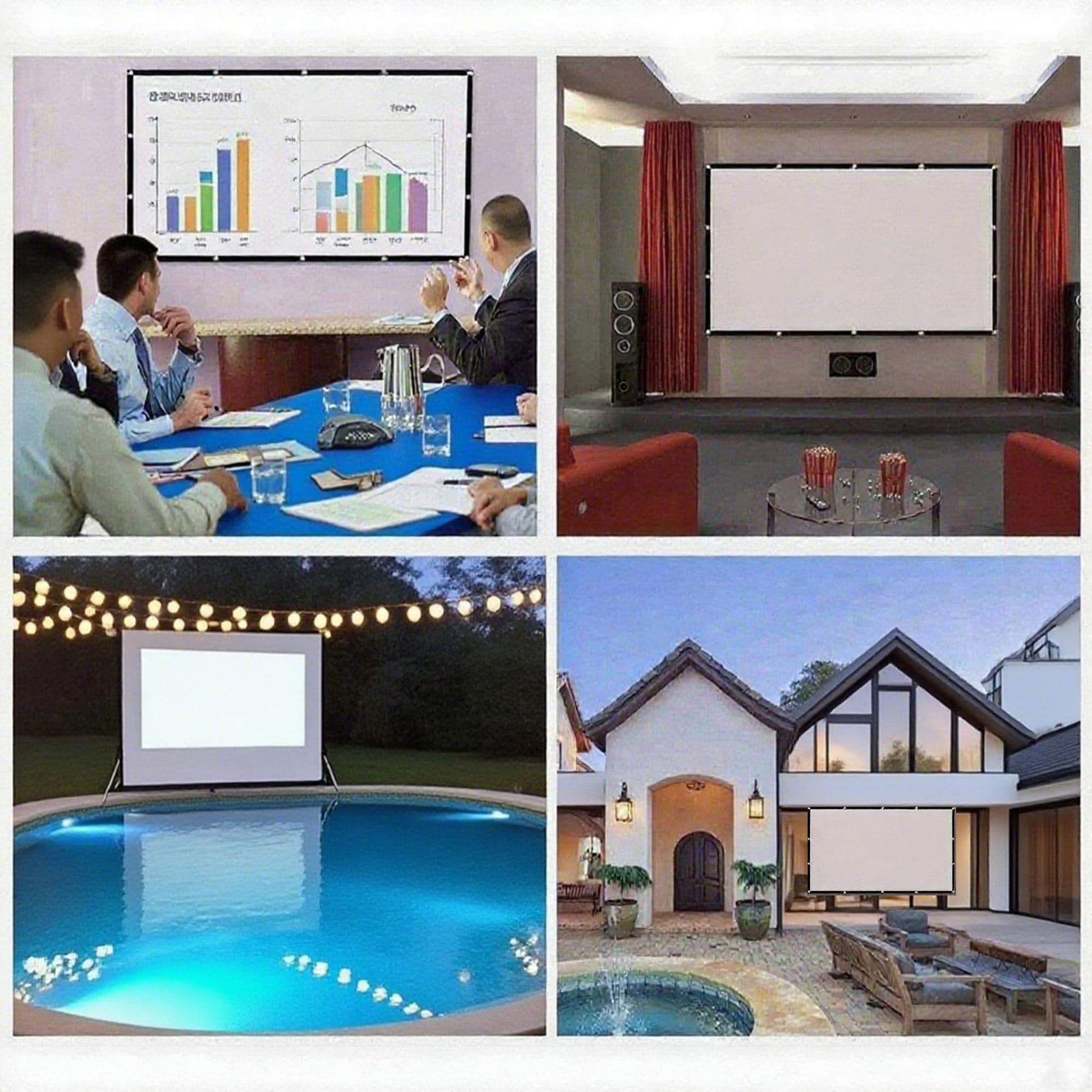 YUNZJUNLY Pantalla para Proyector 100 Pulgadas, Tela para Proyector HD 4K, Antiarrugas y Portátil, Lona Gruesa para Eventos Deportivos y Películas en Interiores y Exteriores, Fácil de Instalar Guardar