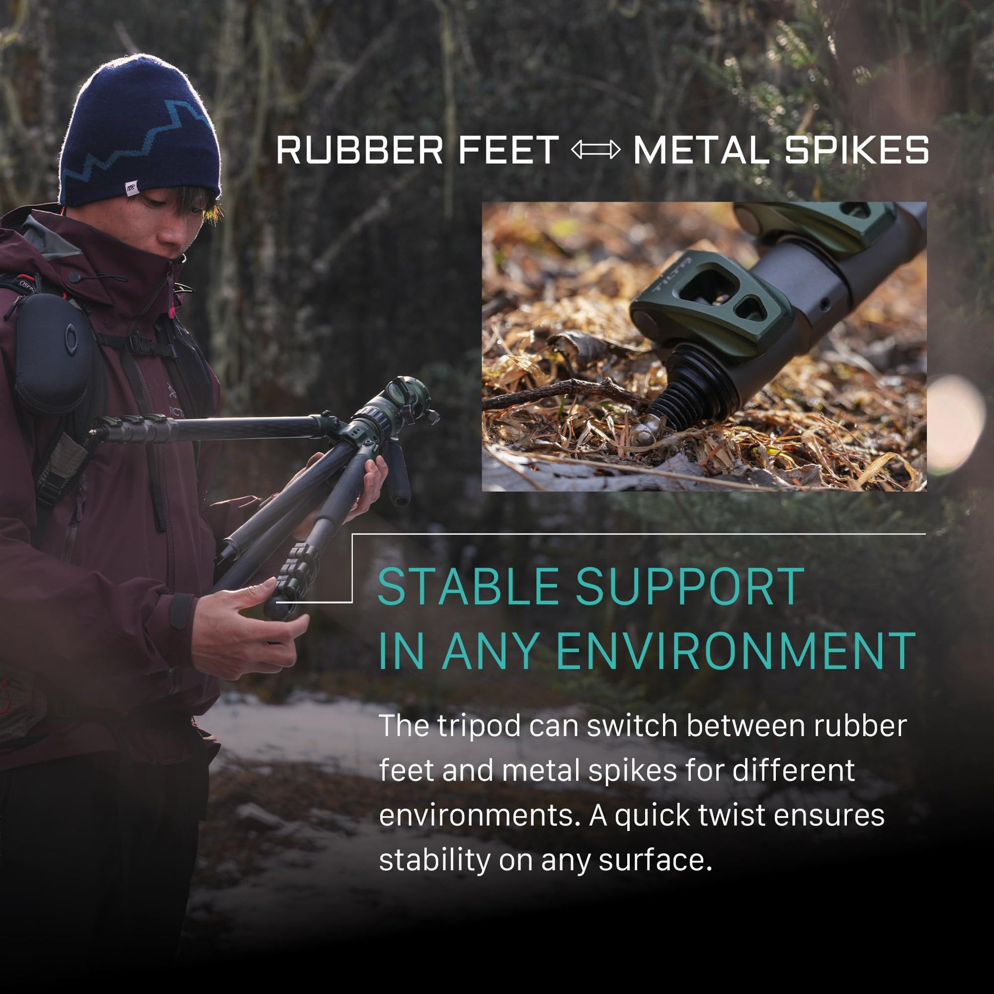 Trípode de Video Tilta Gris Espacial con Cabeza Fluida y Patas de Fibra de Carbono